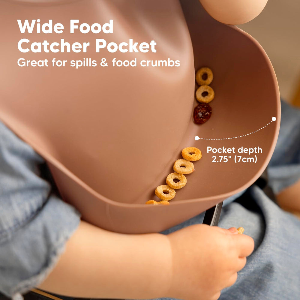 KeaBabies waterproof silicone bib easy wipe-clean during meals