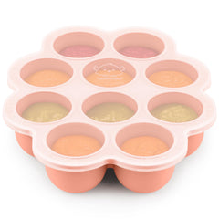 KeaBabies silicone freezer tray with lid on countertop keeps baby meals fresh.