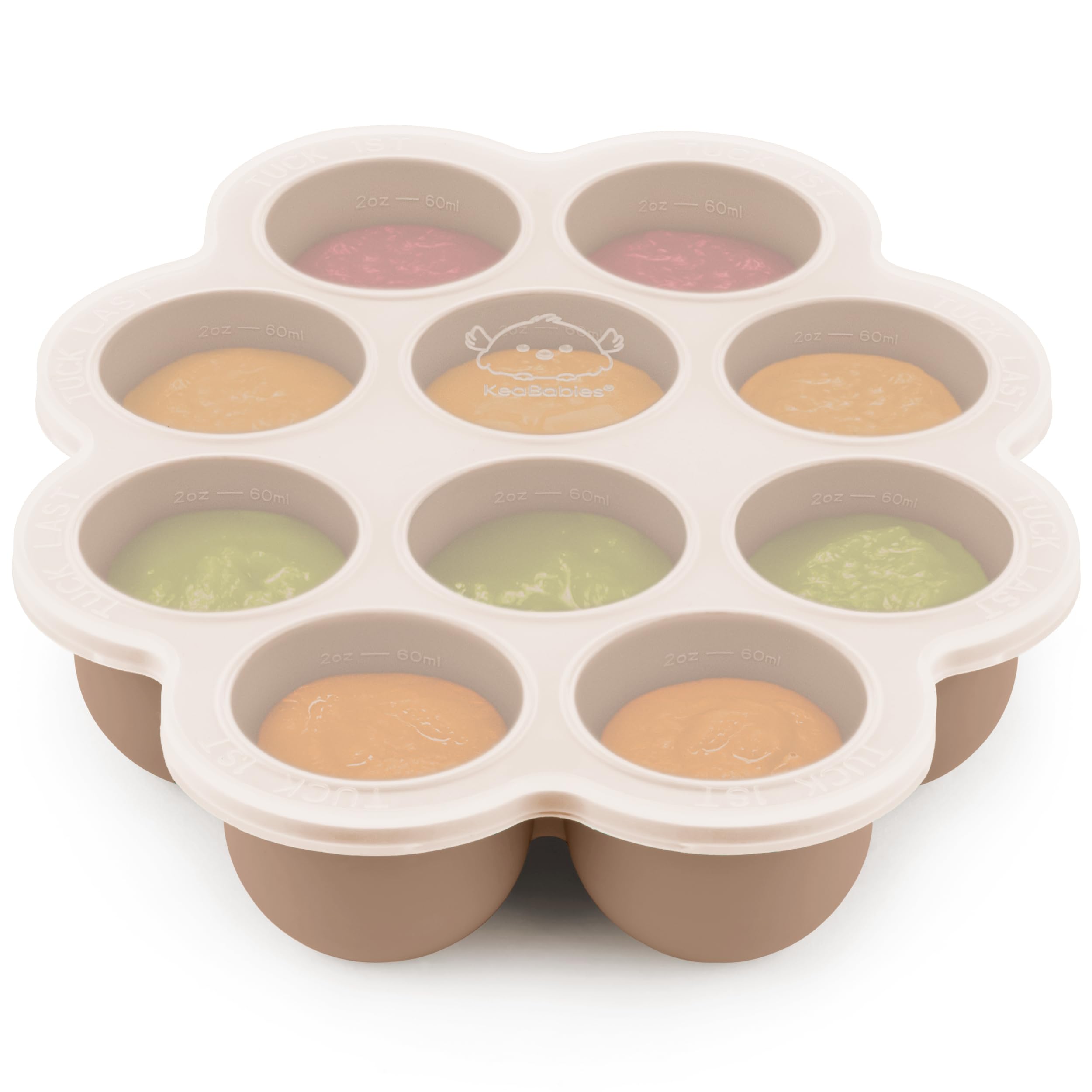 KeaBabies silicone freezer tray with lid keeps baby food neatly stored