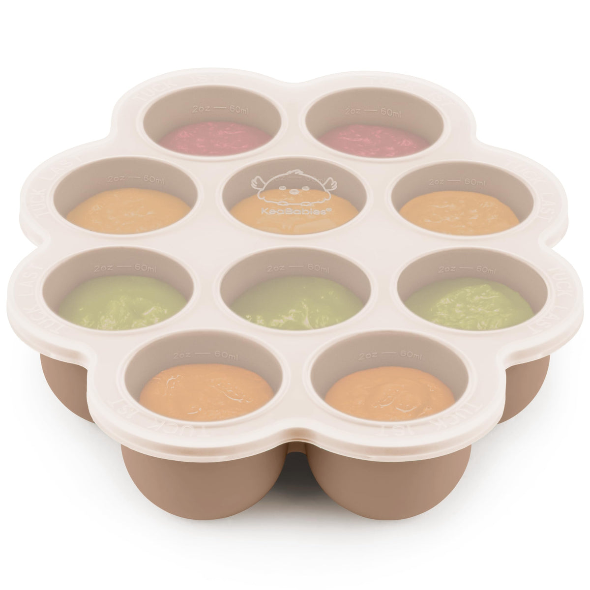 KeaBabies silicone freezer tray with lid keeps baby food neatly stored