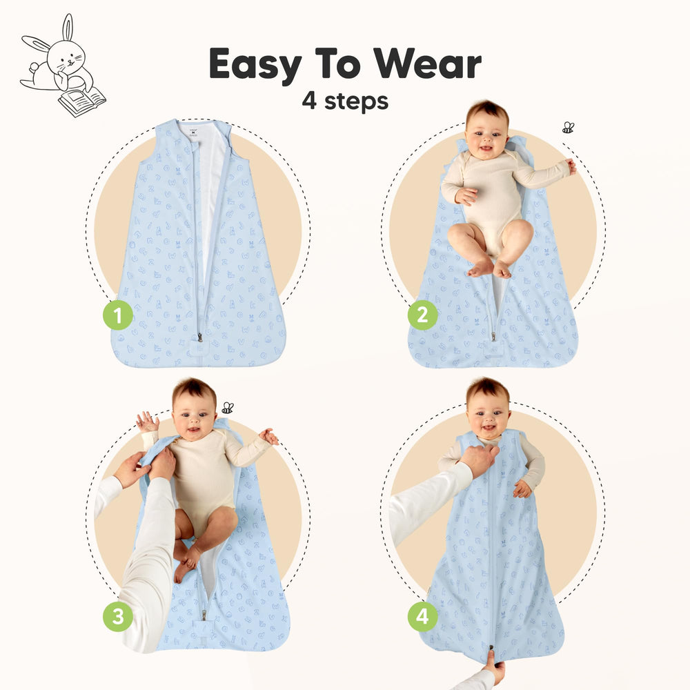 KeaBabies sleep sack with 2-way zipper guard for easy diaper changes
