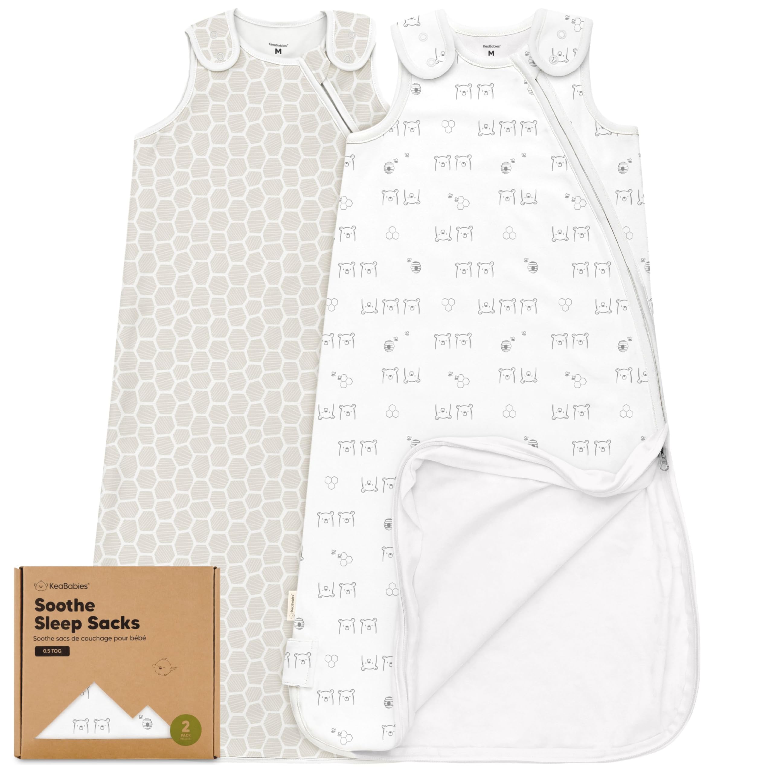 KeaBabies sleep sack Bumble Bear with zipper for easy nightly diaper changes.