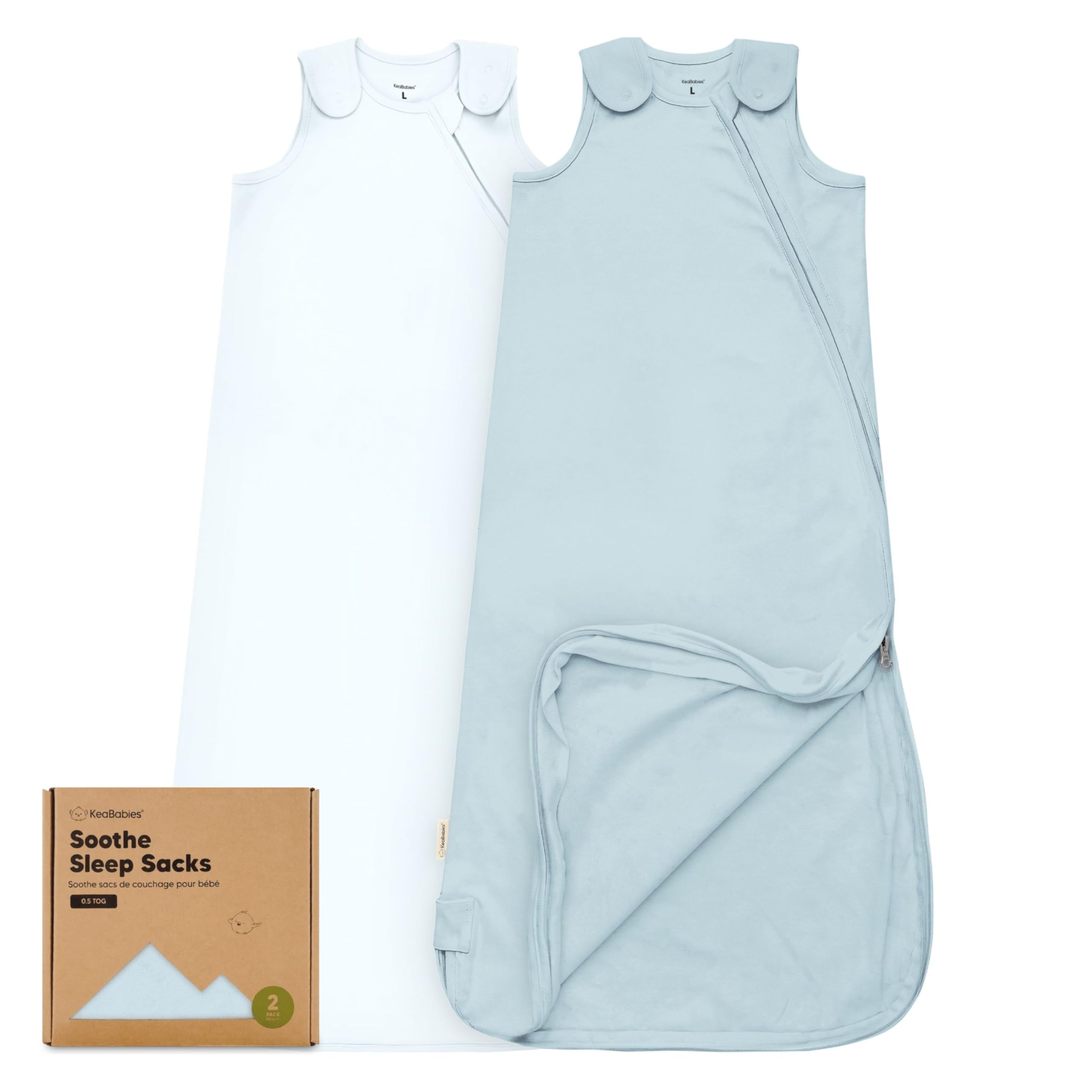 KeaBabies Glacier 0.5TOG sleep sack showing breathable fabric for comfy naps