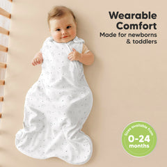 KeaBabies sleep sack hip-area movement design demonstrates natural flexibility.