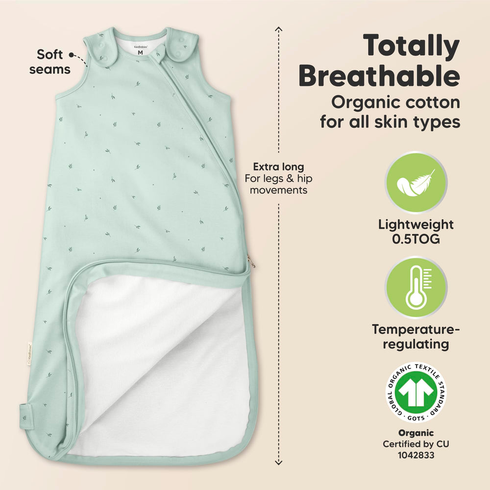 KeaBabies sleep sack hip-room design enables natural movement while sleeping.