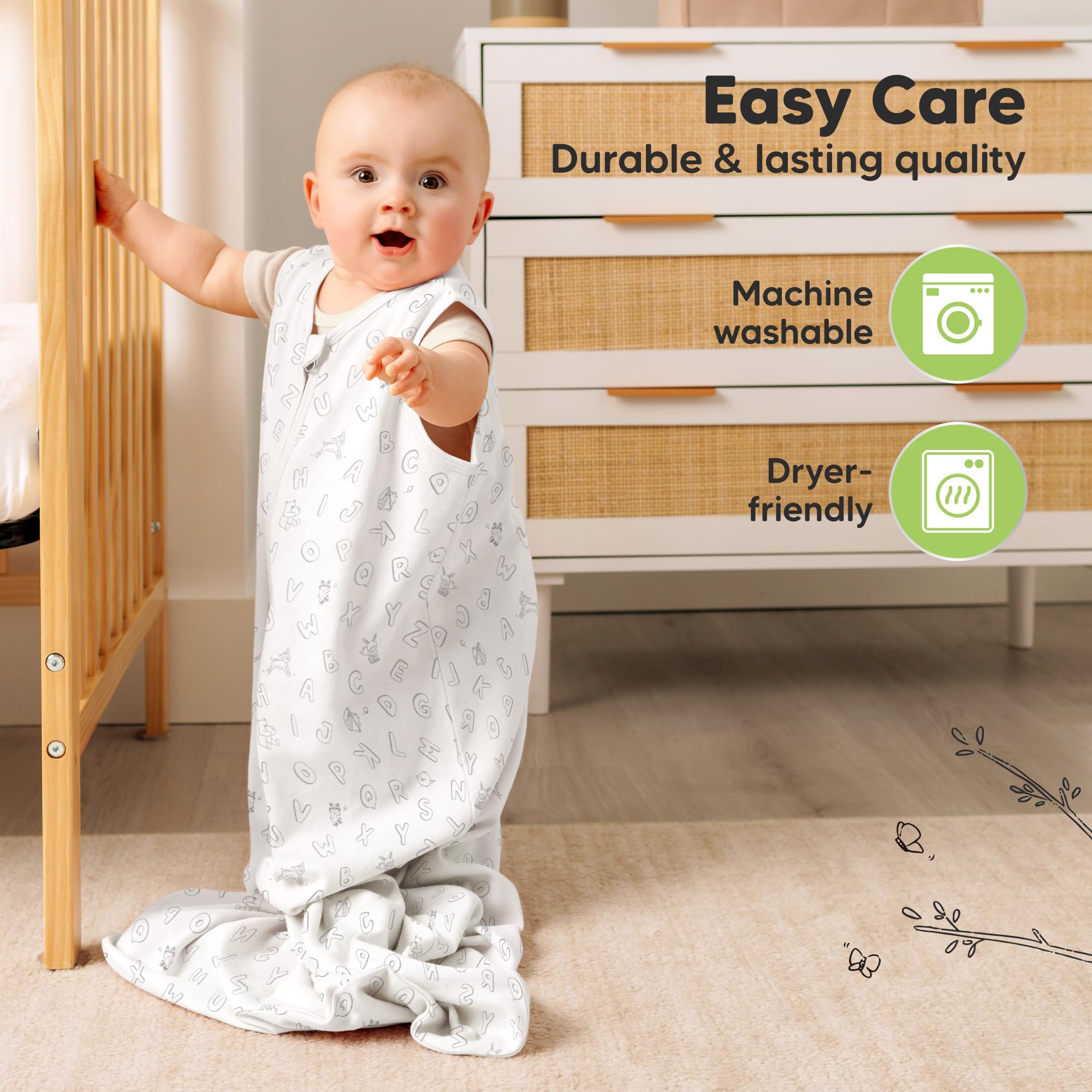 KeaBabies long-length sleep sack grows with baby for extended use