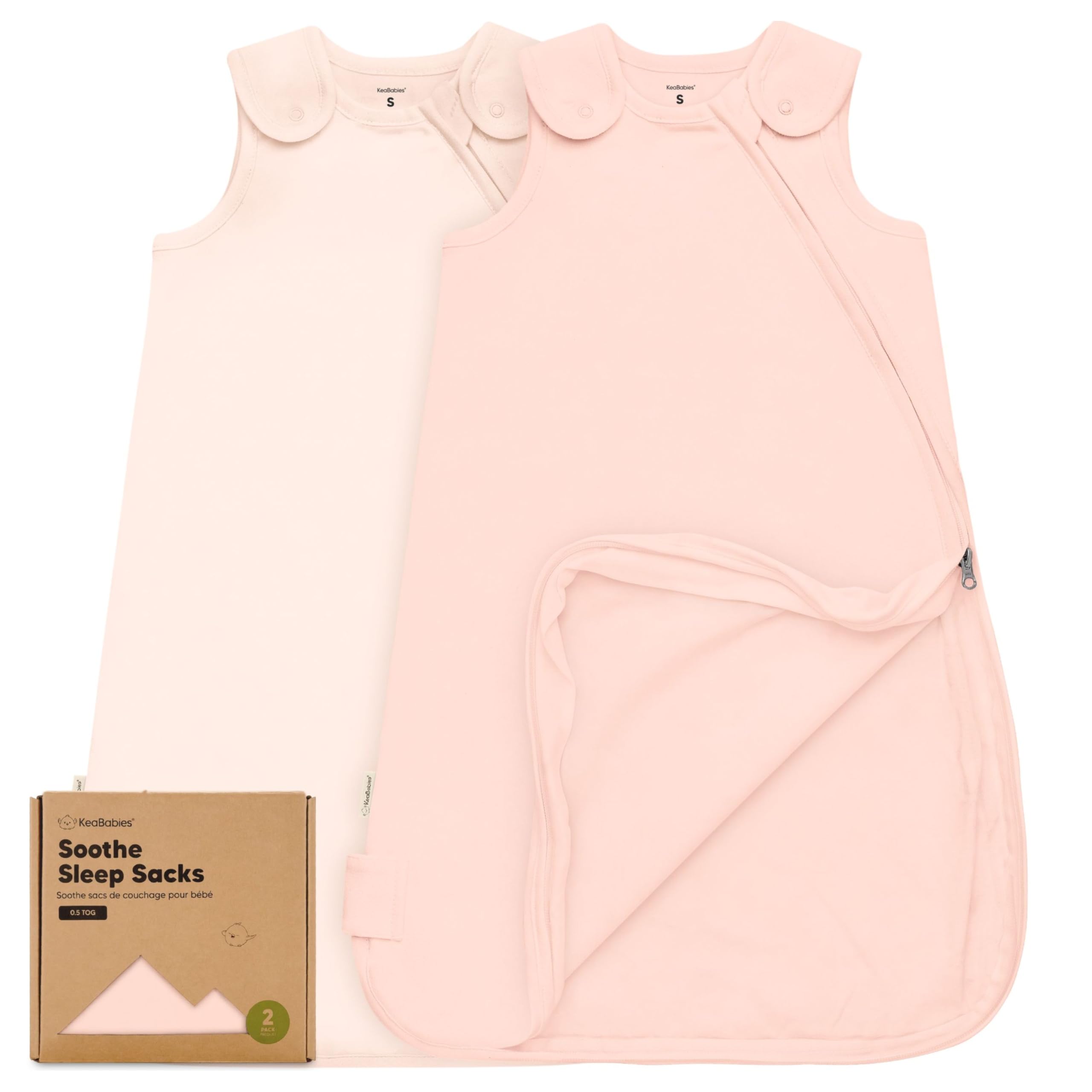 KeaBabies Mist Rose sleep sack front view highlights breathable fabric and cozy wearable blanket design