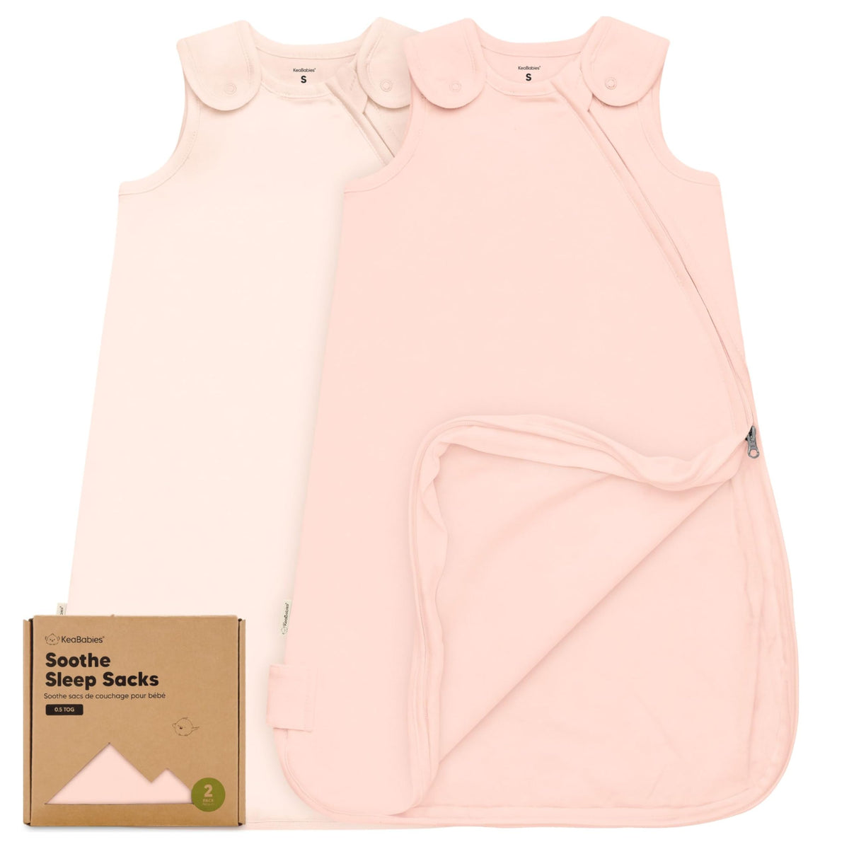 KeaBabies Mist Rose sleep sack front view highlights breathable fabric and cozy wearable blanket design