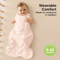 KeaBabies Mist Rose sleep sack side view shows relaxed hip space for natural movement