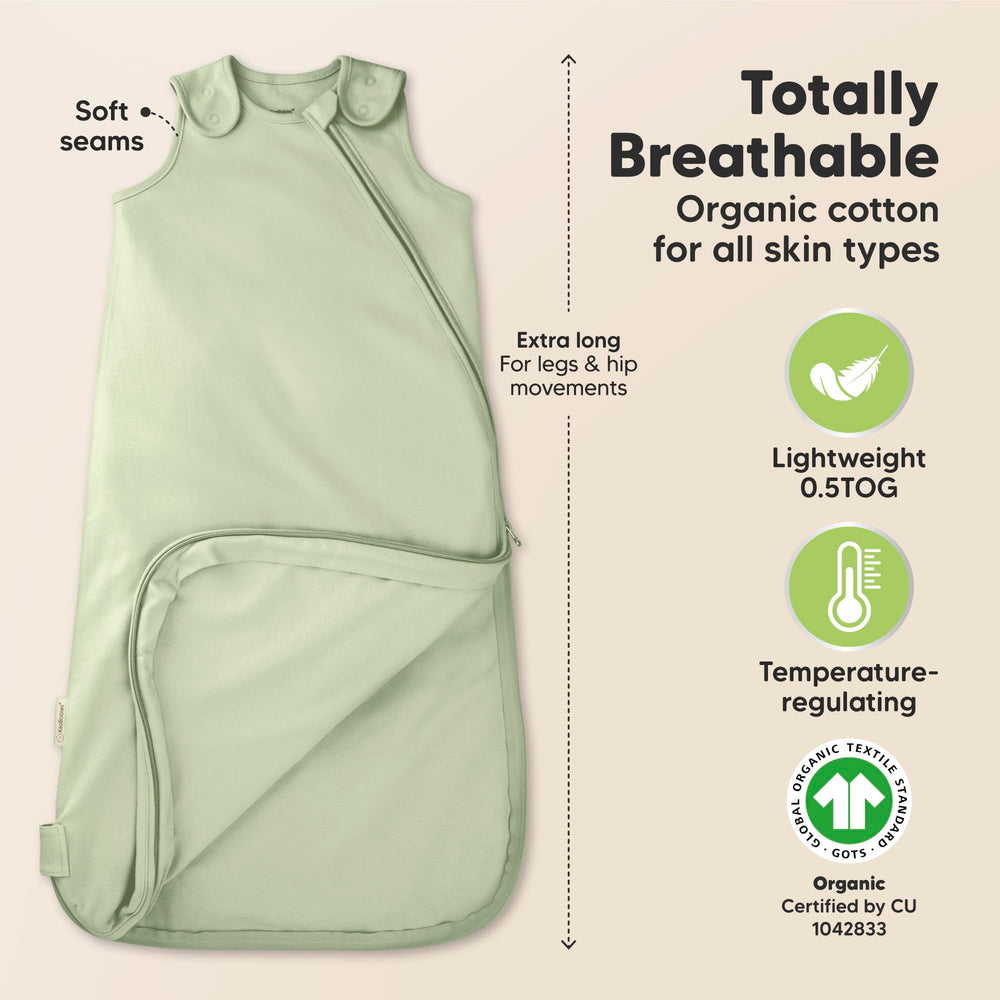 KeaBabies Sleep Sack with wide hip area allows natural movement.