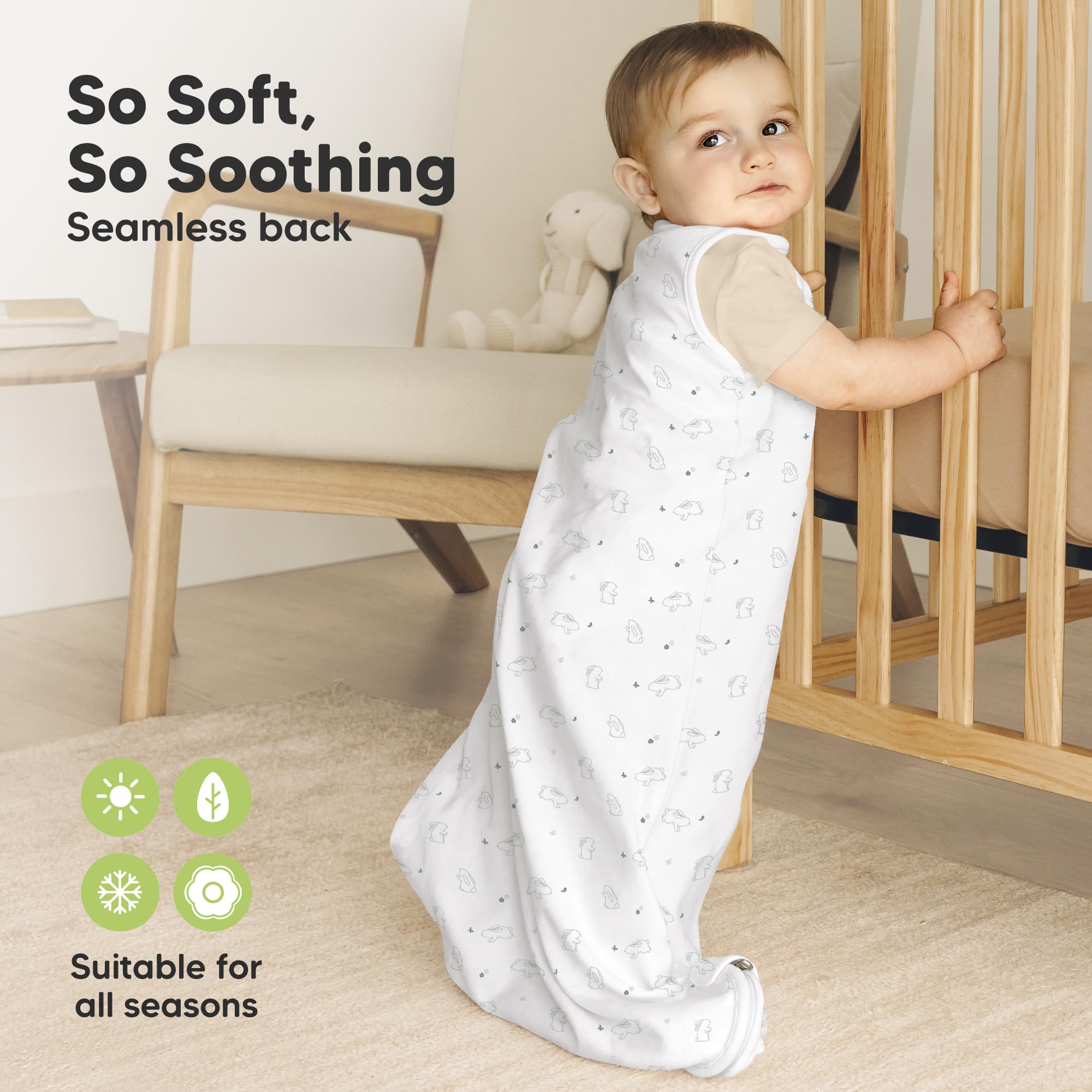 KeaBabies sleep sack zipper design enables easy diaper changes.