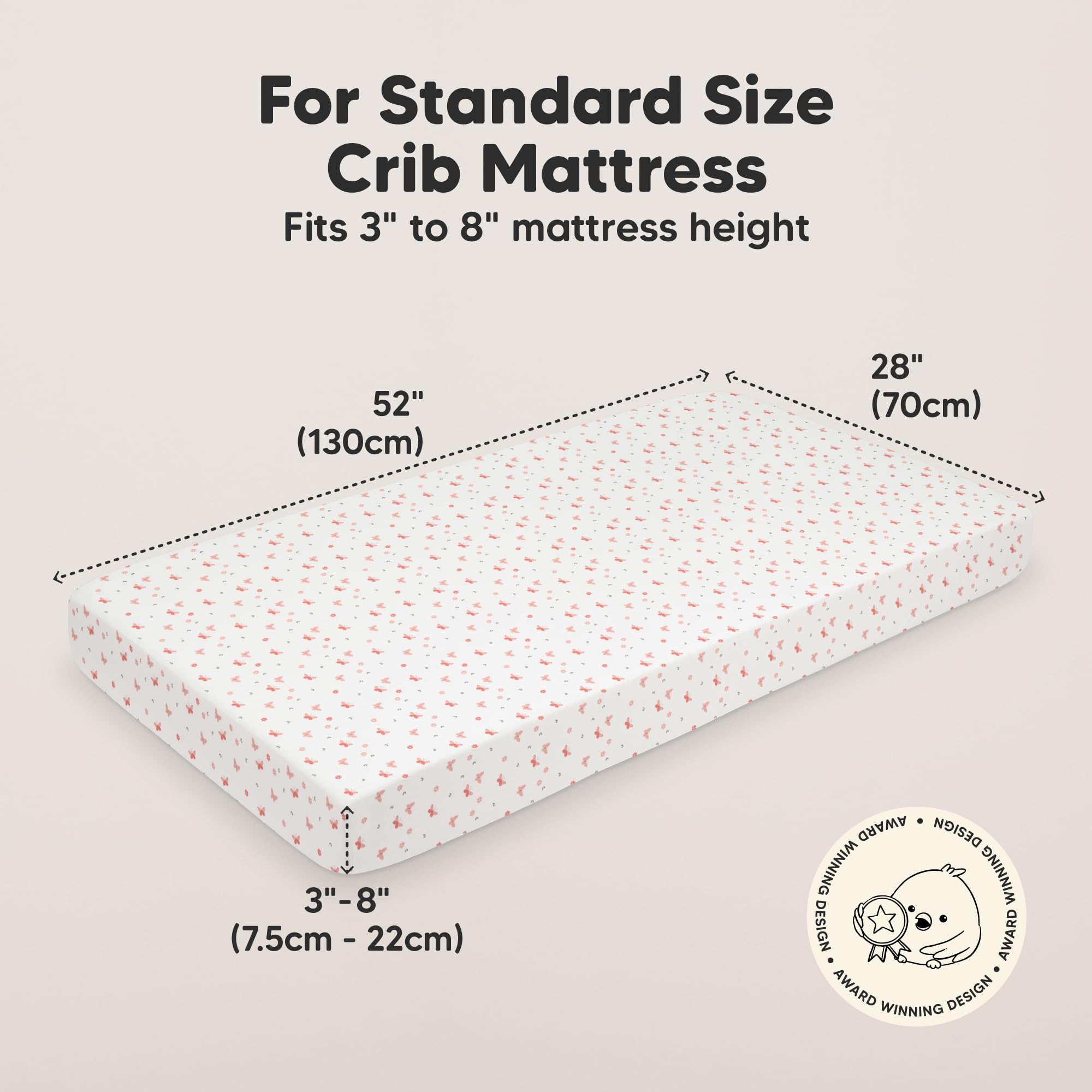 KeaBabies crib sheet showing SnugFit elastic band for secure hold