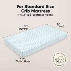 KeaBabies Isla crib sheet demonstrates SnugFit technology for easy fitting.