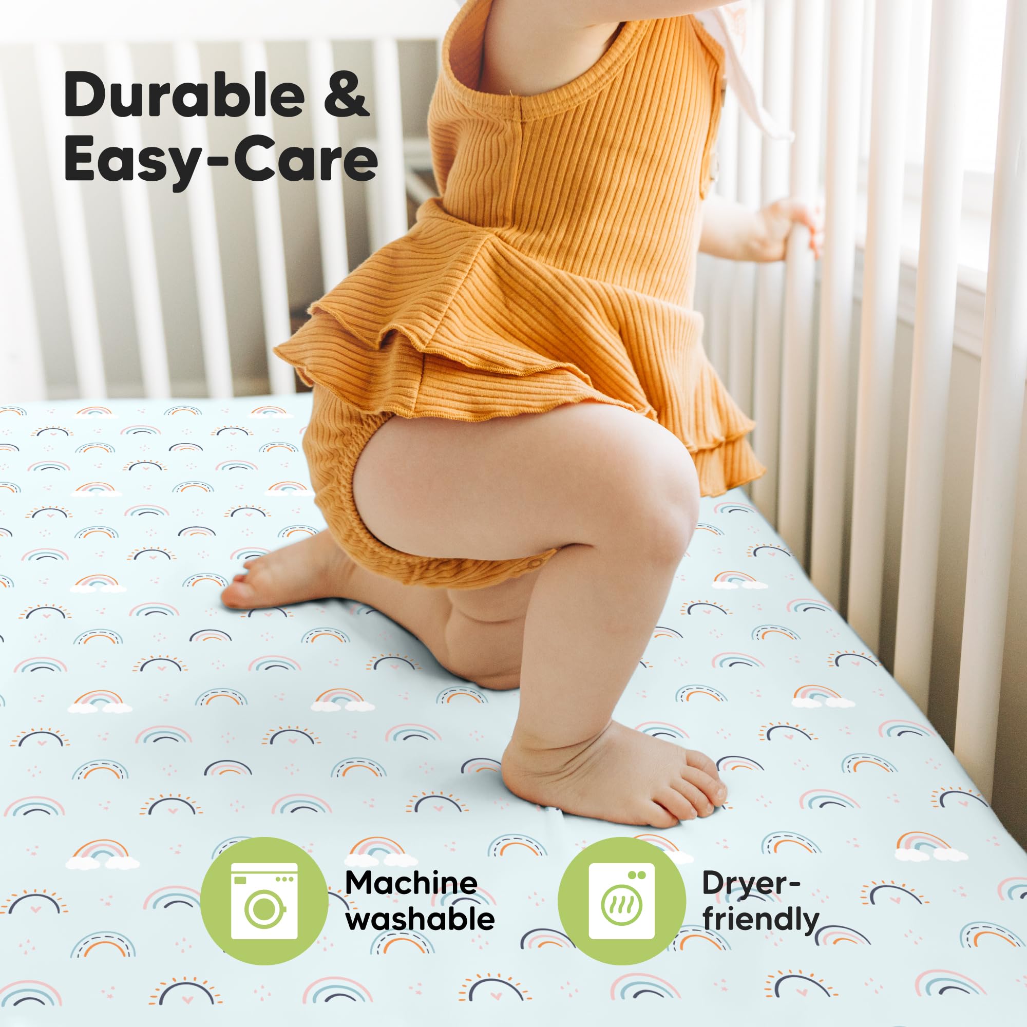 KeaBabies Isla breathable bamboo sheet supports comfortable nap and sleep.