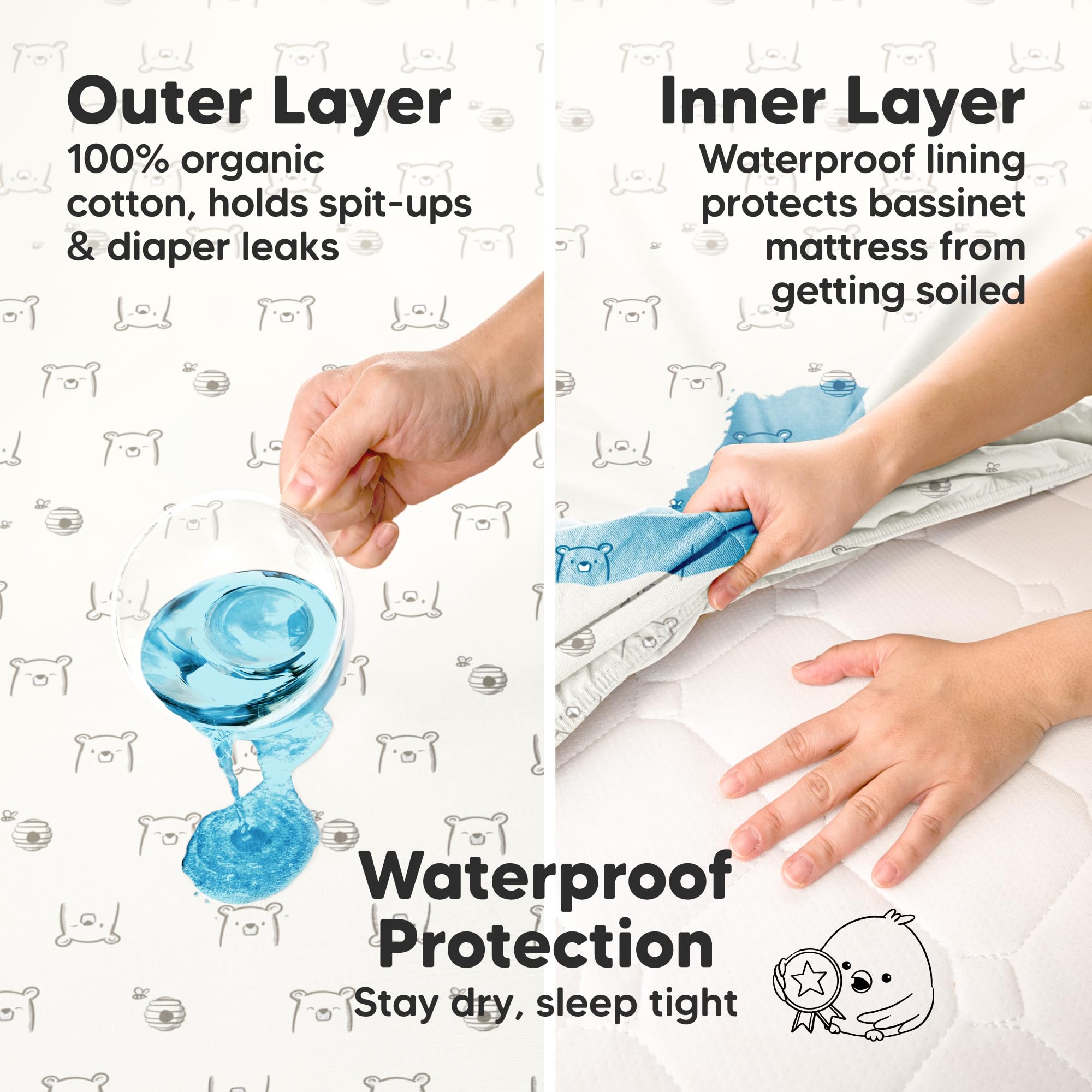 KeaBabies soft jersey cotton surface provides gentle sleep comfort.