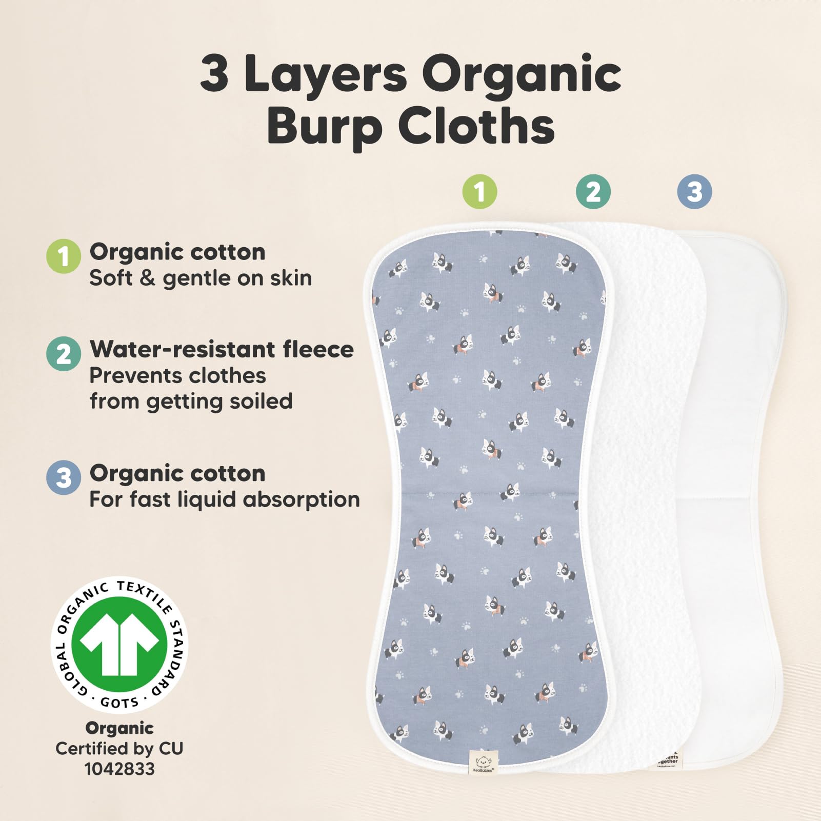 KeaBabies soft organic cotton texture gentle on newborn skin