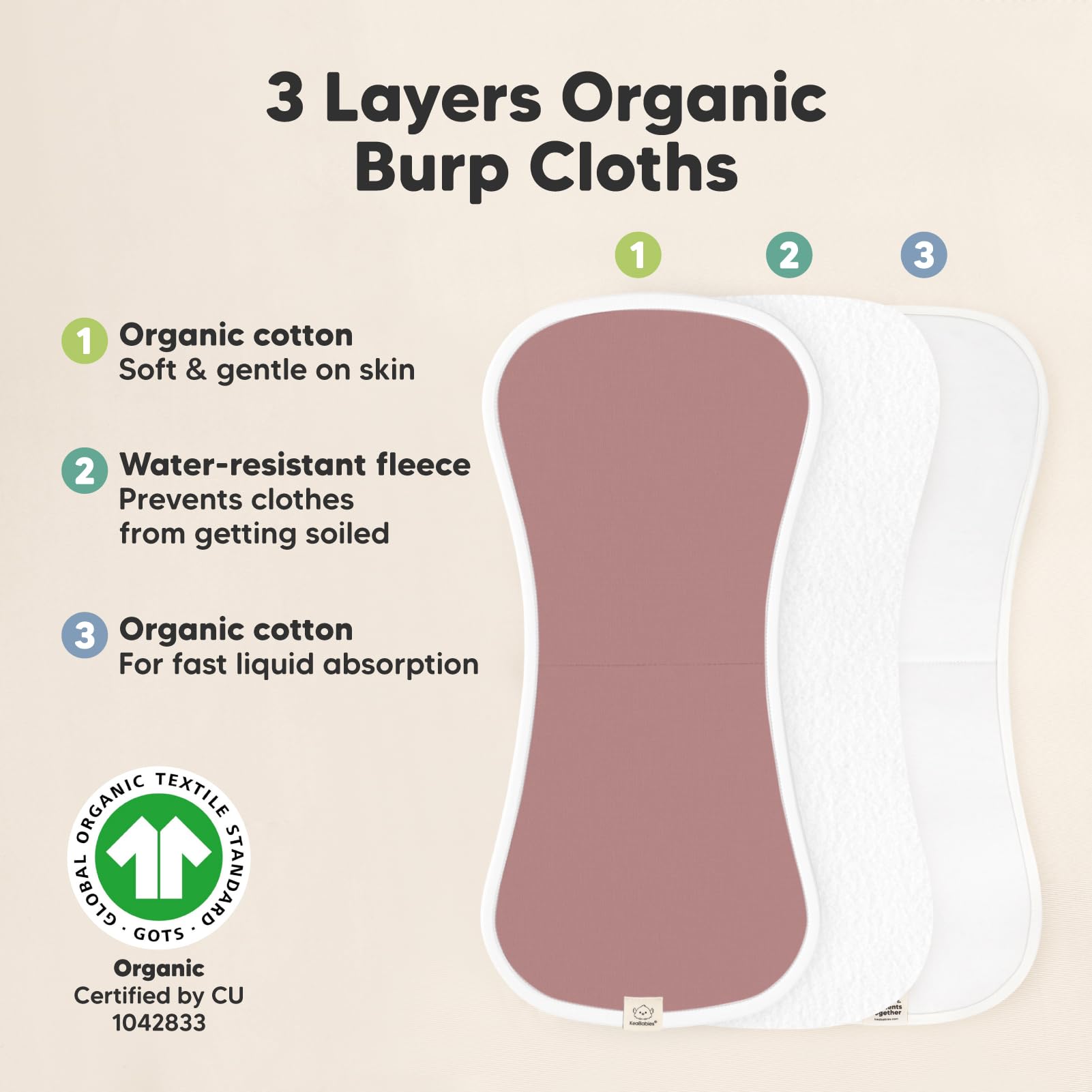 KeaBabies soft plush organic cotton fabric—gentle on sensitive skin