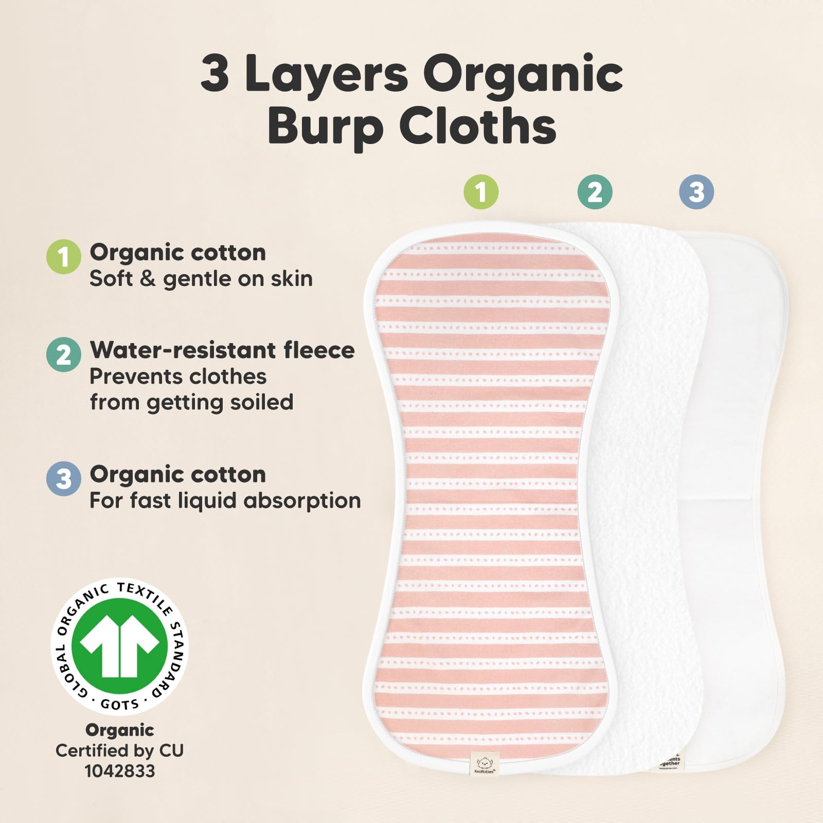KeaBabies Soft plush organic cotton feels gentle on sensitive skin.