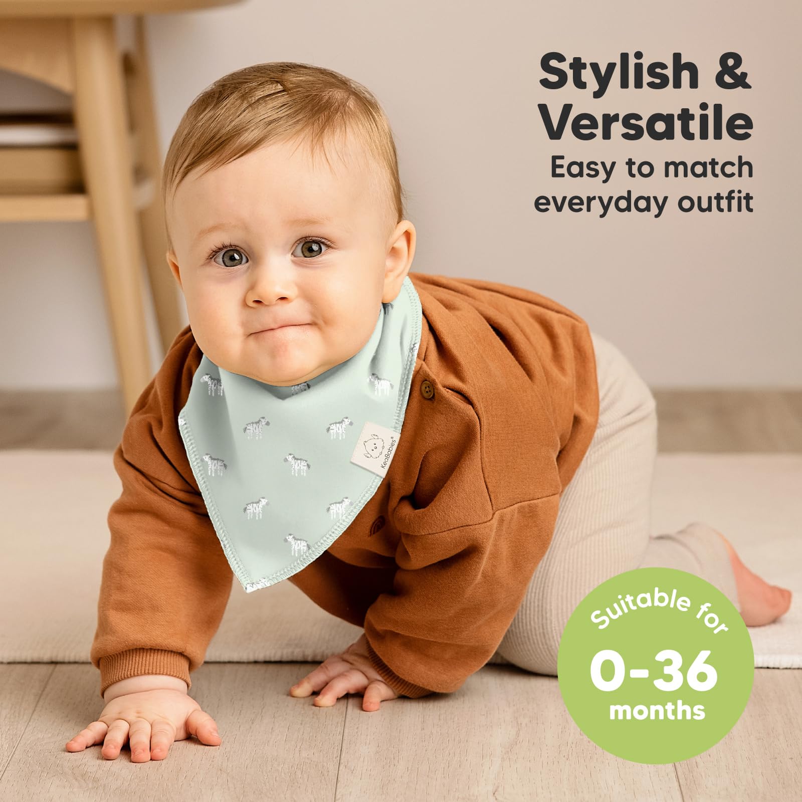 KeaBabies bib with soft polyester backing enhances comfort during teething.