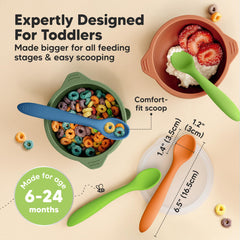 KeaBabies soft-scoop spoons provide gentle teething comfort during meals.