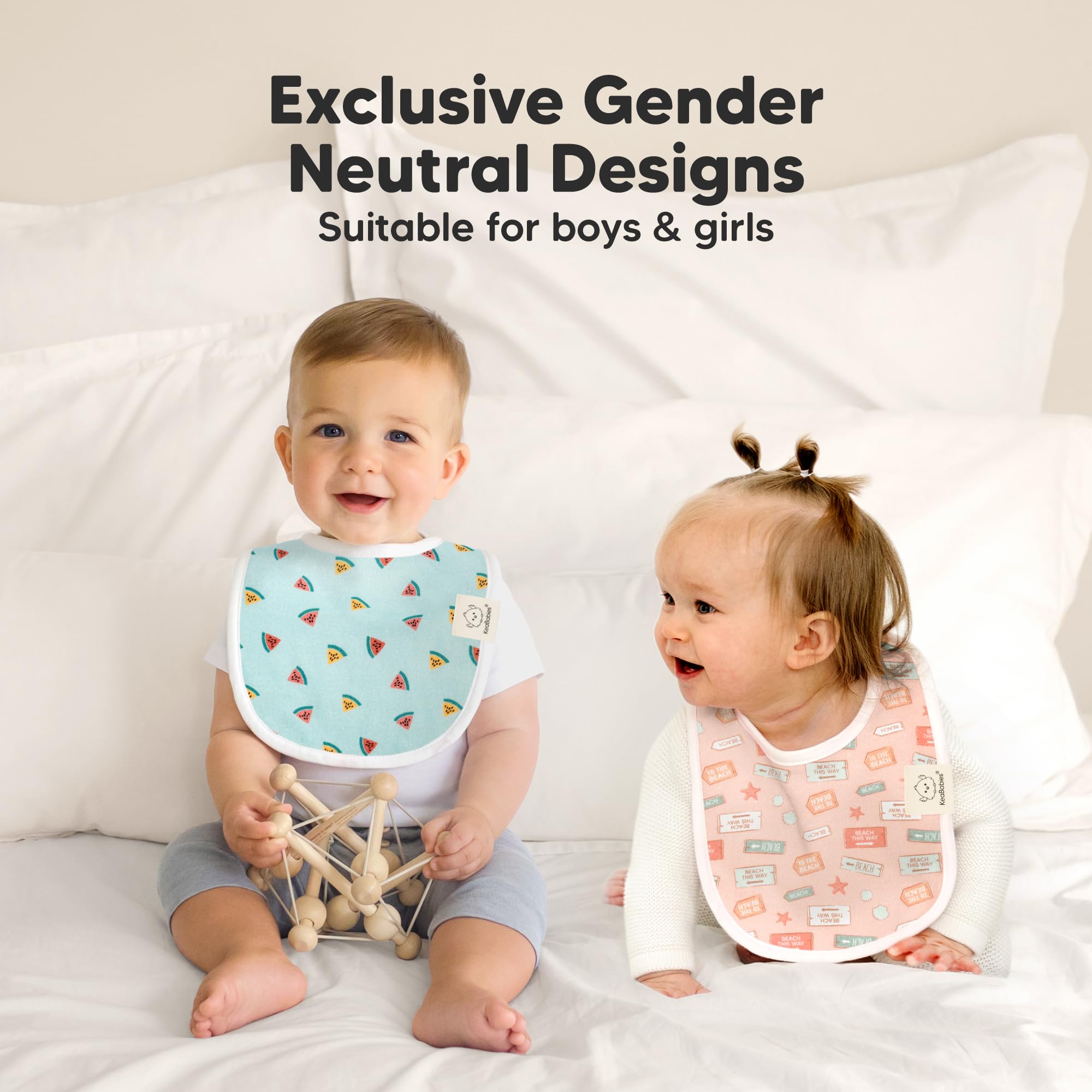KeaBabies soft seams organic cotton bibs provide gentle comfort on delicate skin.
