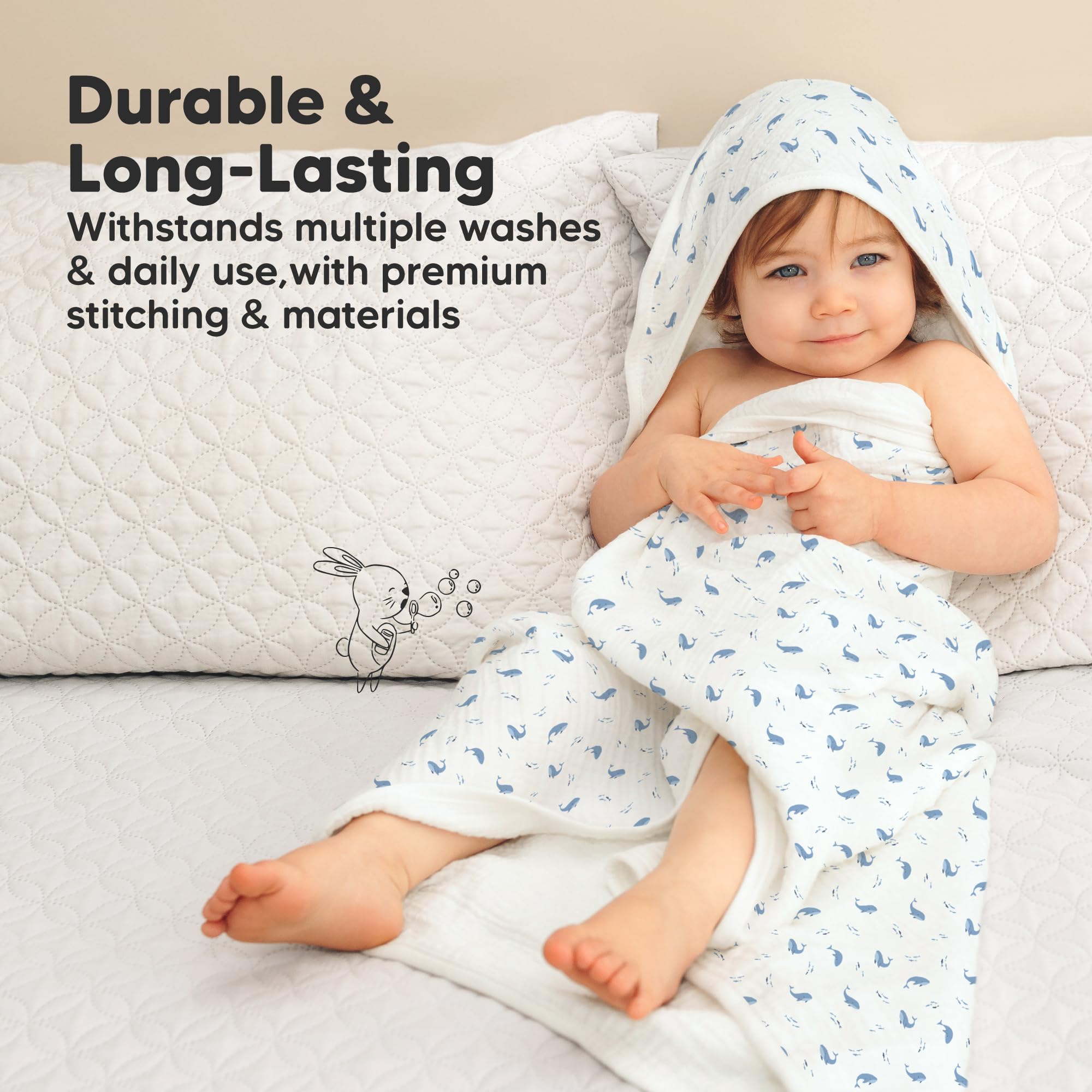 Large 35x35 inch size grows with baby from newborn to toddler.