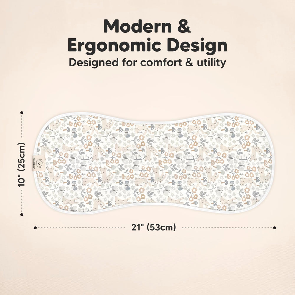 KeaBabies Softe Burp Cloths figure-8 design for secure shoulder coverage.
