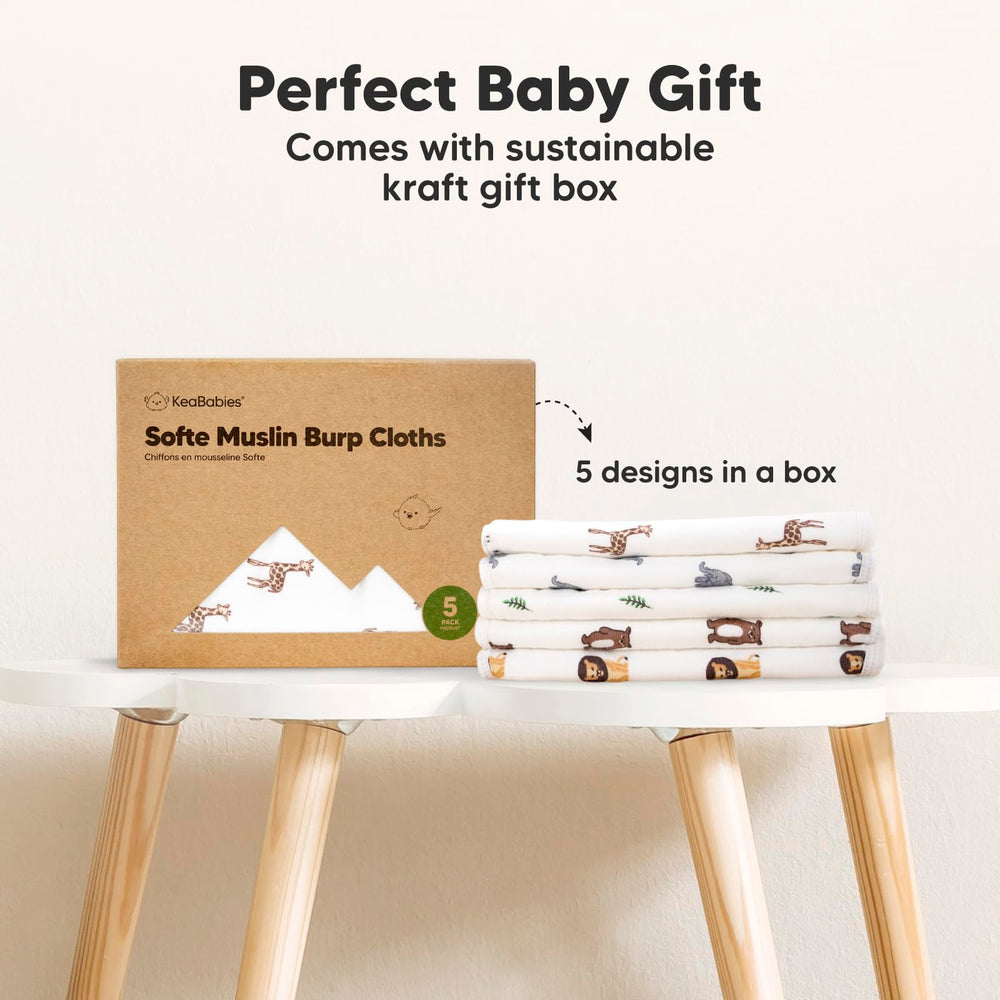 KeaBabies Prairie burp cloths resist shrinking for repeated use.
