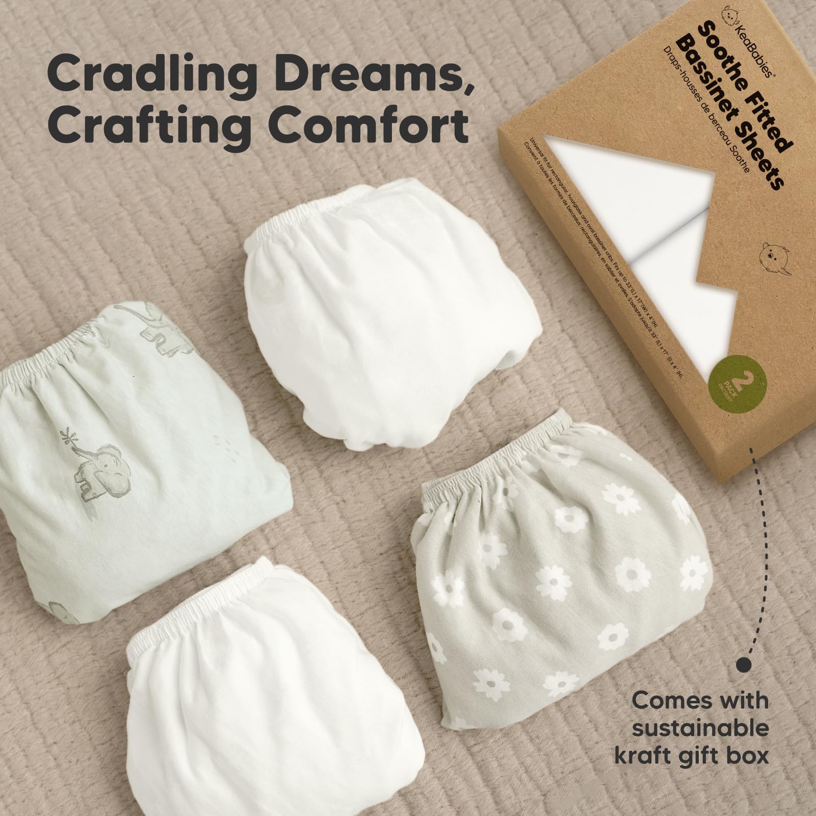KeaBabies Soothe baby-friendly cotton sheet supports pleasant sleep routines.