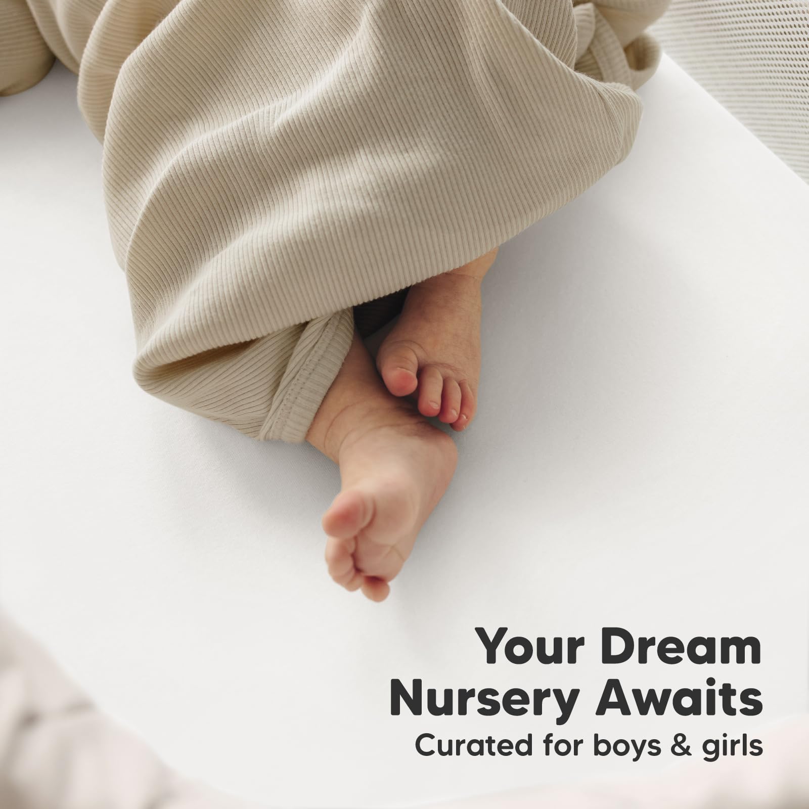 KeaBabies Soothe sheet comes in soft white for nursery harmony.