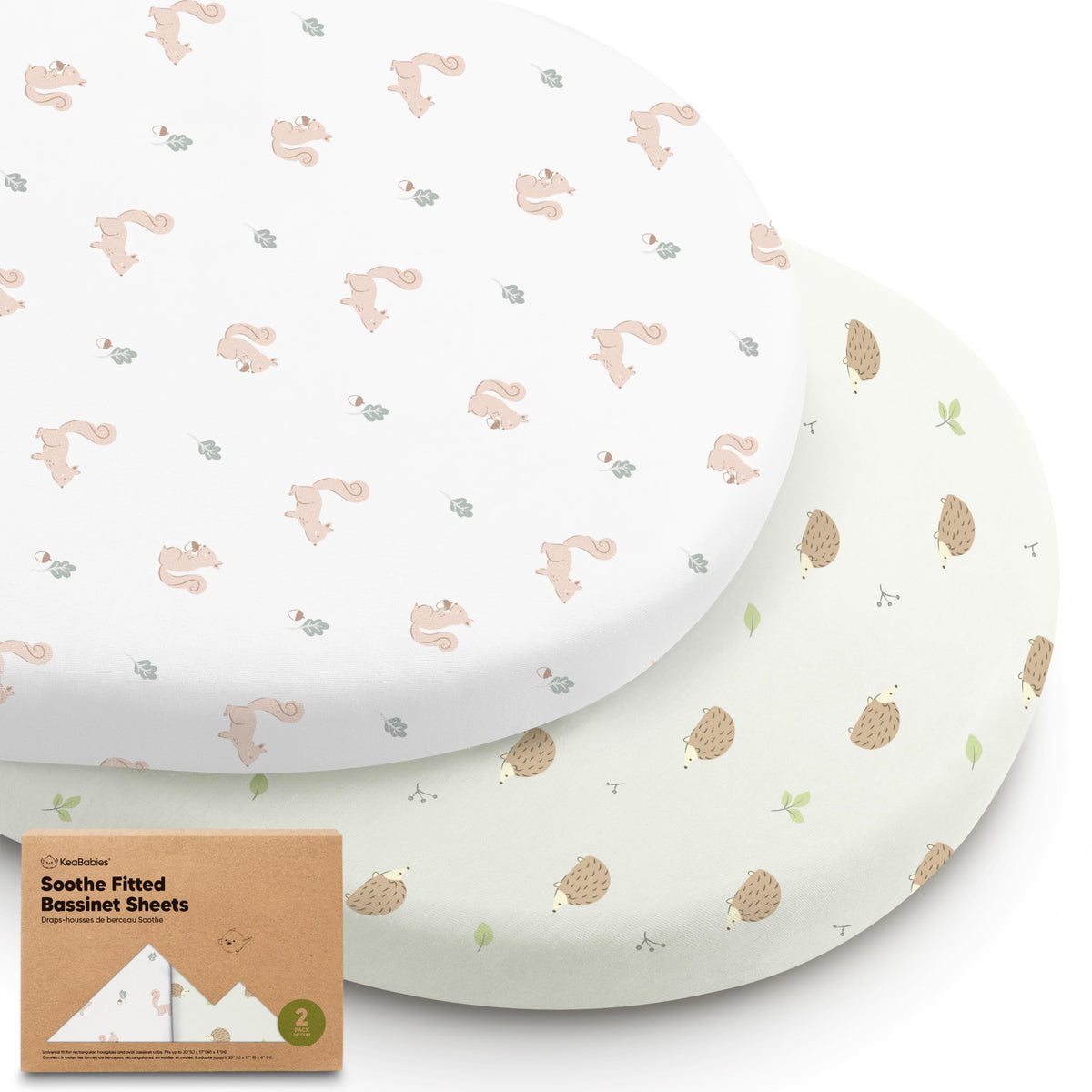 KeaBabies Soothe bassinet sheets with universal fit for many bassinet models.