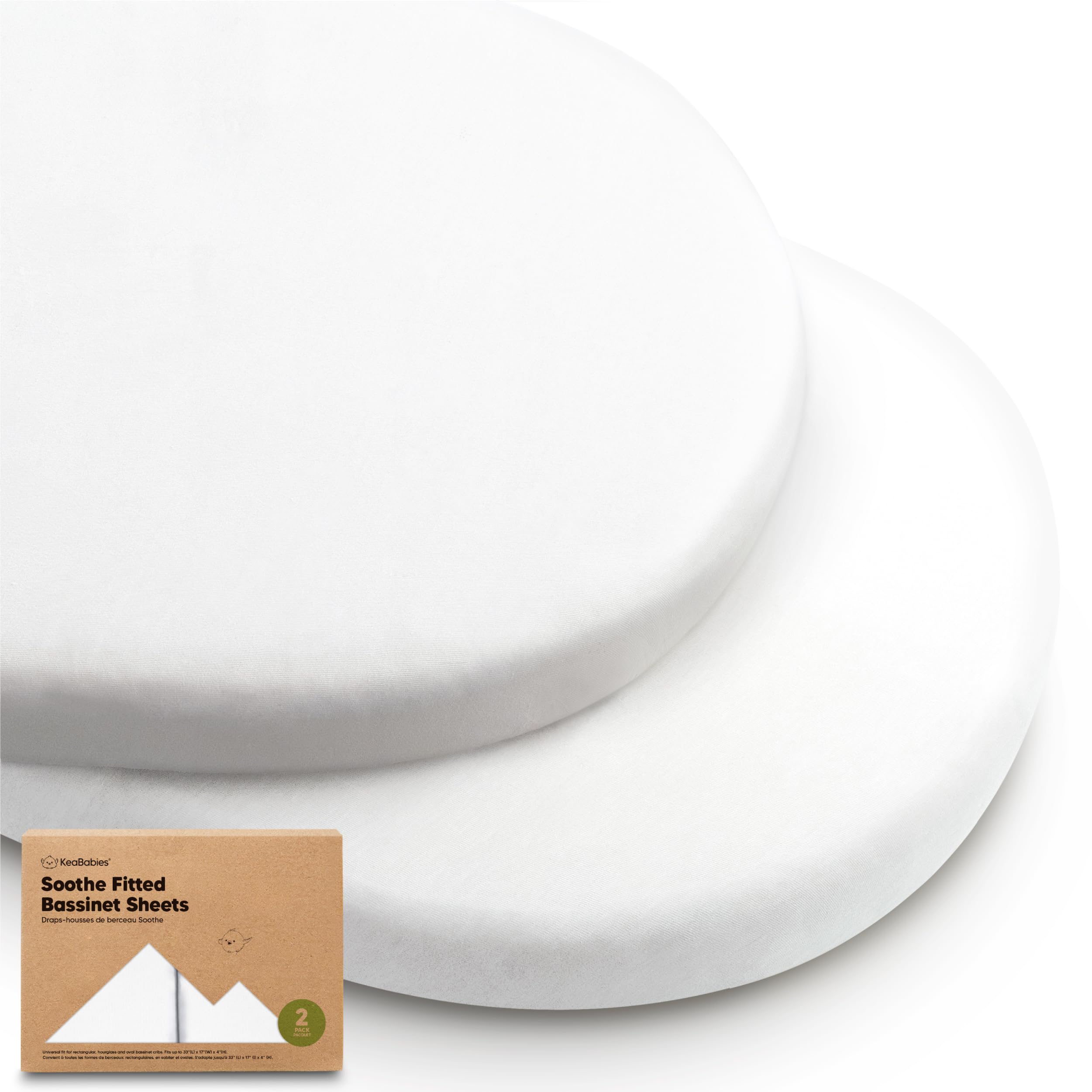 KeaBabies Soothe bassinet sheets pack 2 provide soft, breathable comfort for baby naps.