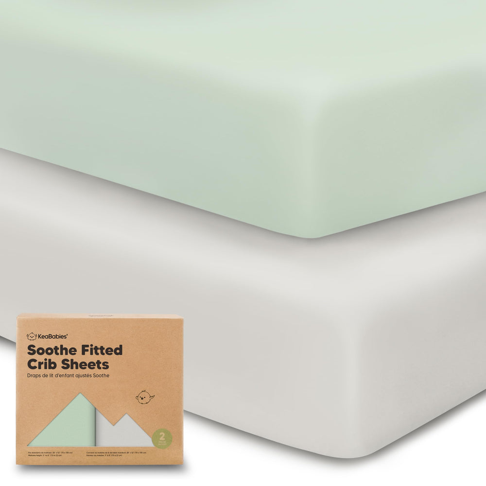 KeaBabies Soothes fitted crib sheet on standard crib mattress for safe, comfy sleep.