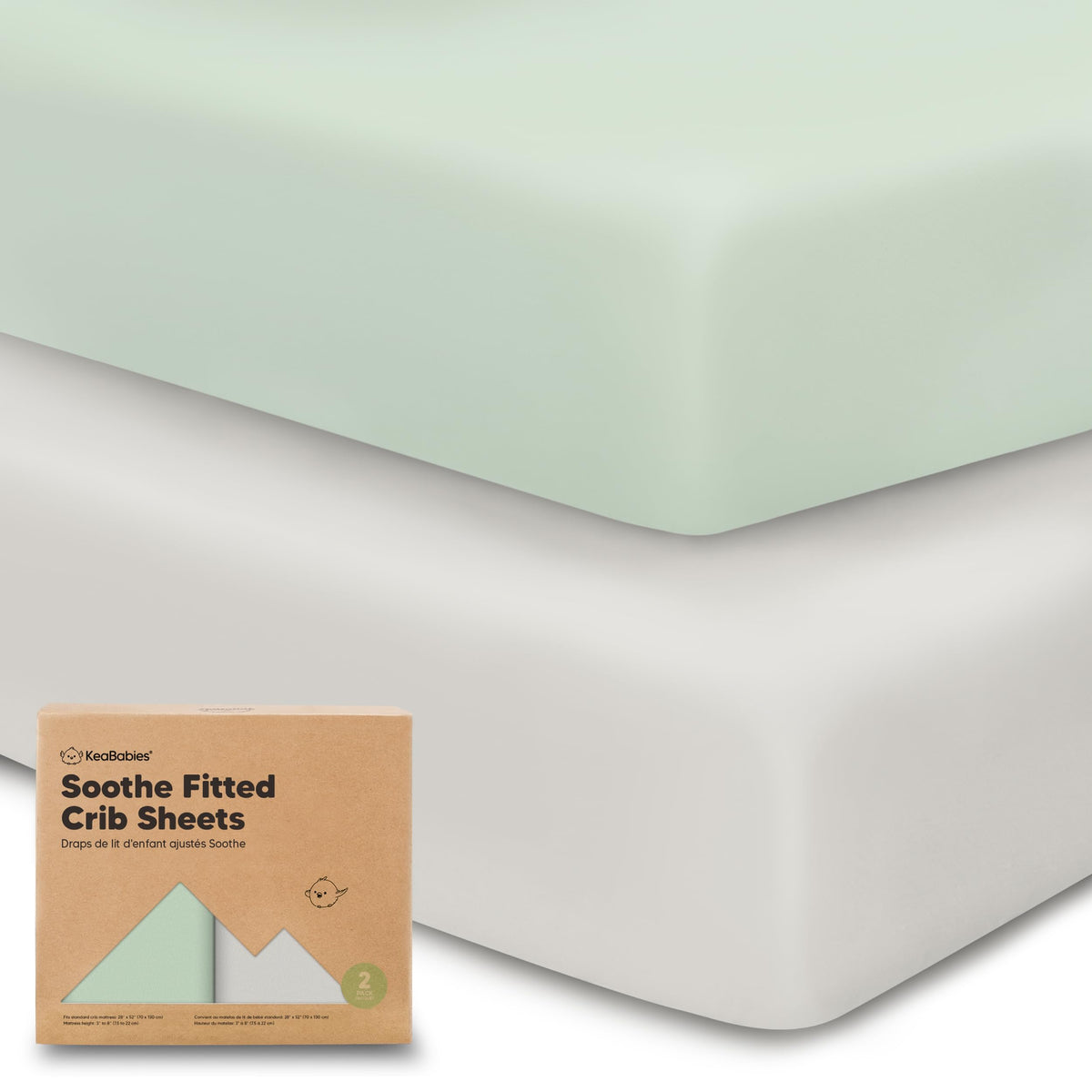 KeaBabies Soothes fitted crib sheet on standard crib mattress for safe, comfy sleep.