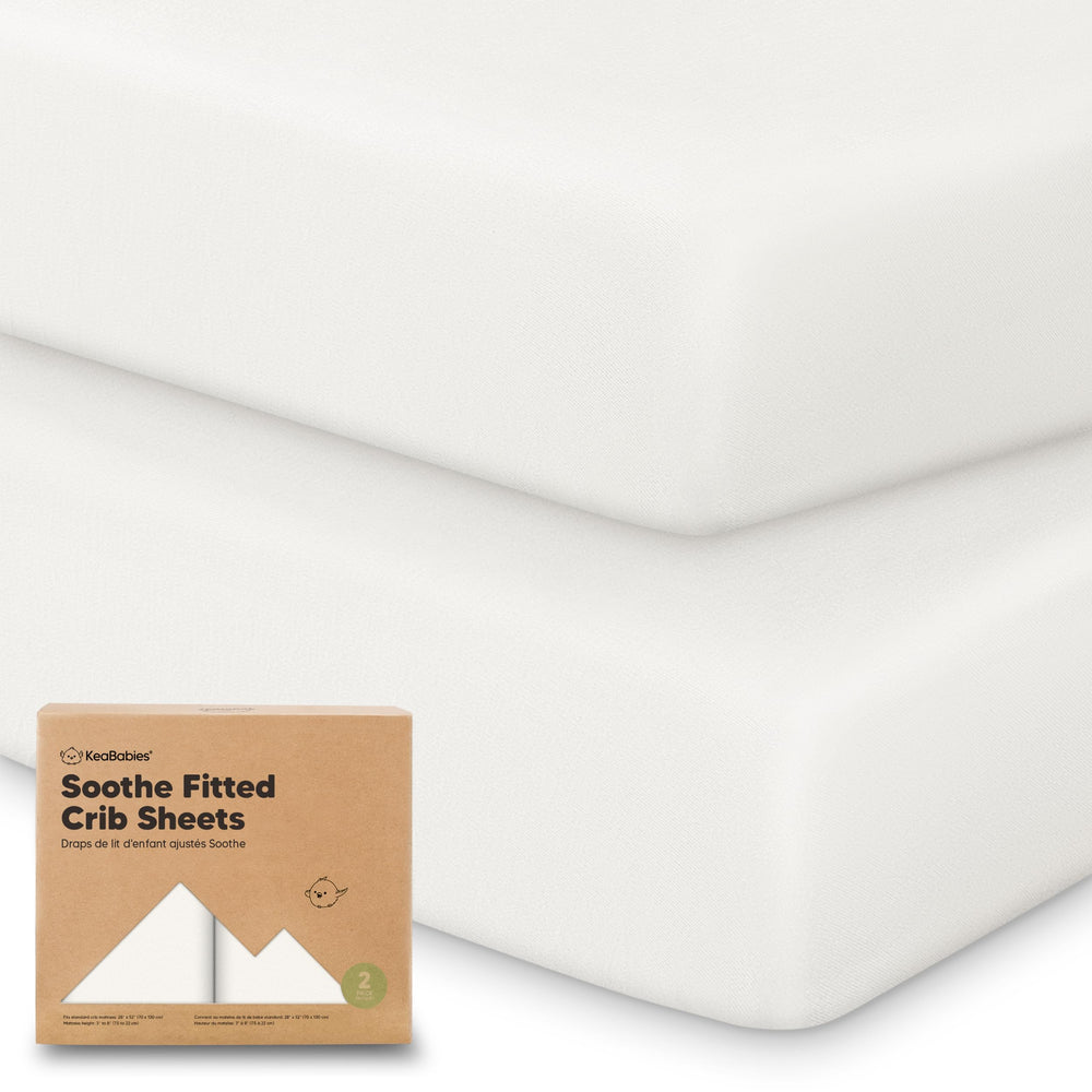KeaBabies soothing fitted crib sheet secures snugly on a 52x28 crib.