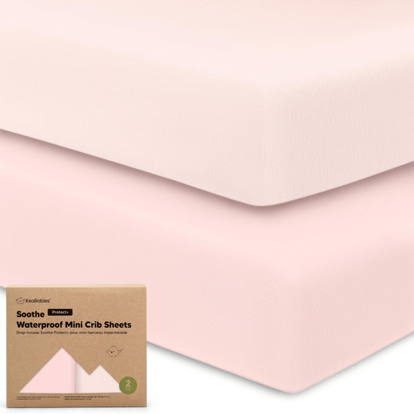 KeaBabies Soothe Protect+ two-pack mini crib sheets for 38x26 playard.