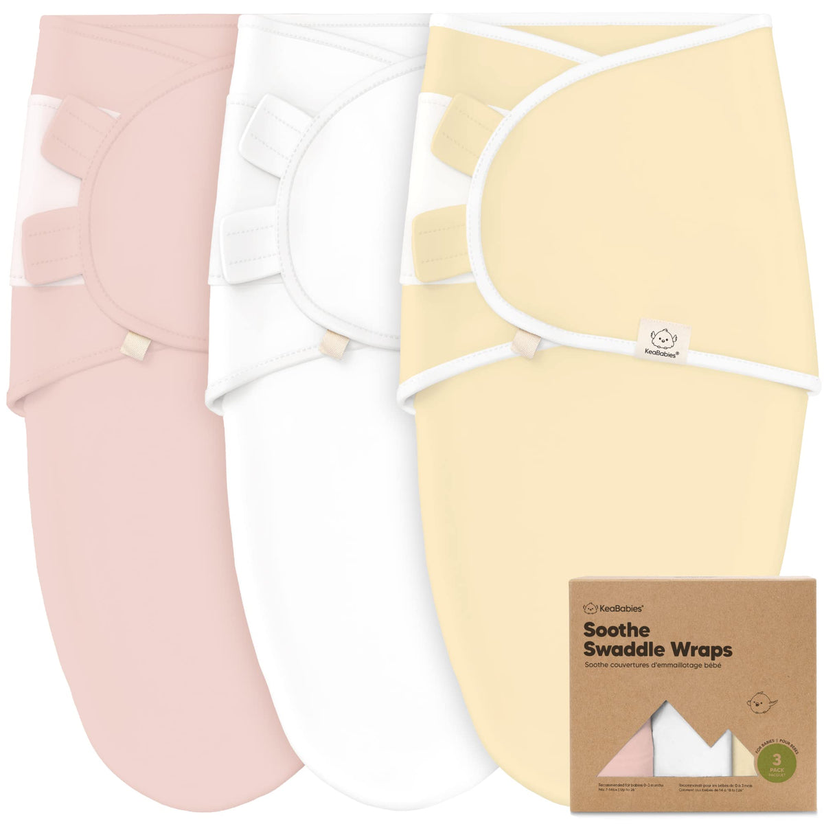 KeaBabies Soothe Swaddle Sack Daffodil front view, ergonomic hip support
