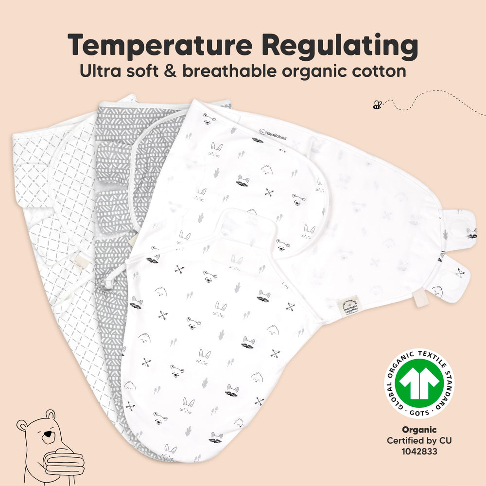 KeaBabies Soothe Swaddle Sack offers a four-step, easy swaddling process.