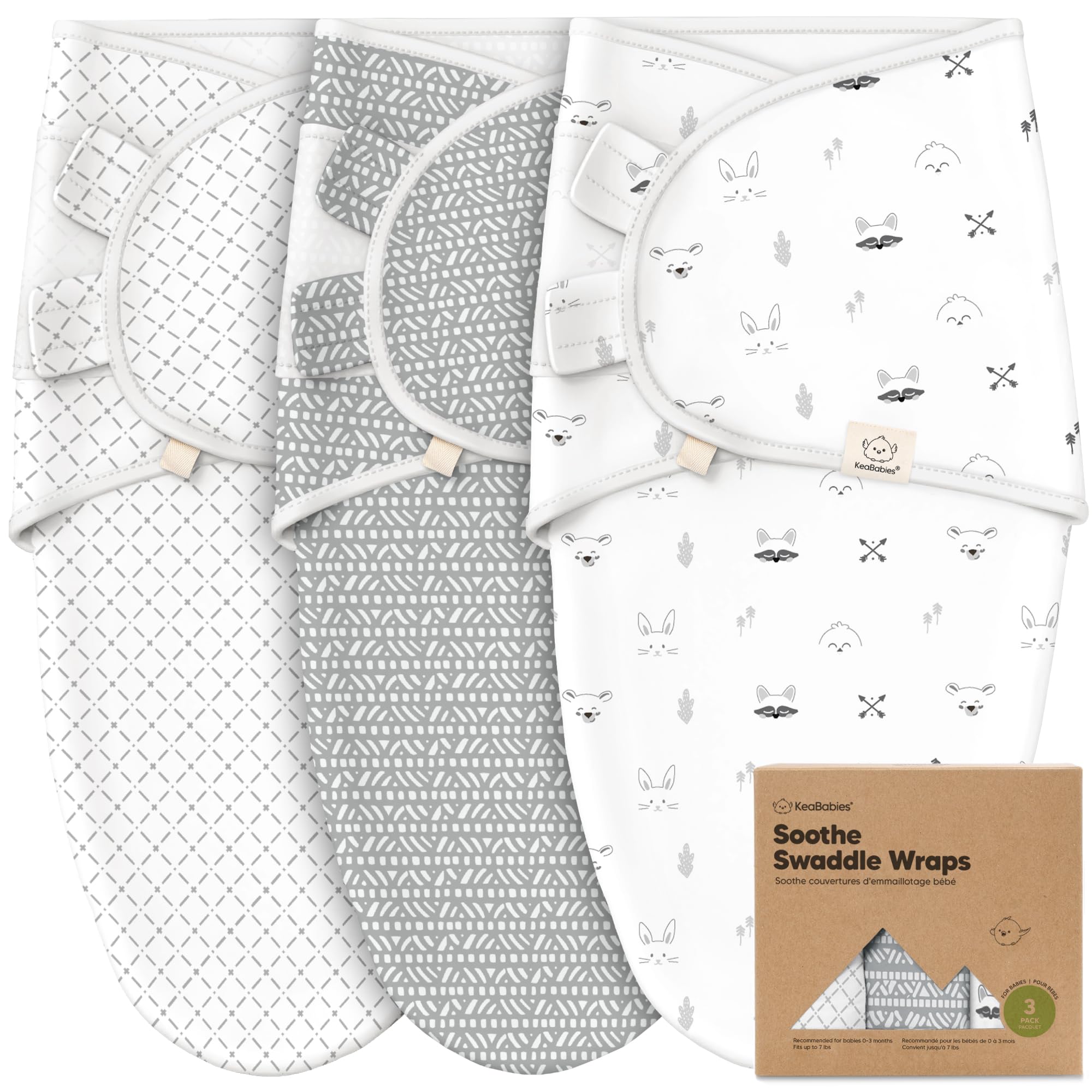 KeaBabies Soothe Swaddle Sack with hip-health design supports growing hips.