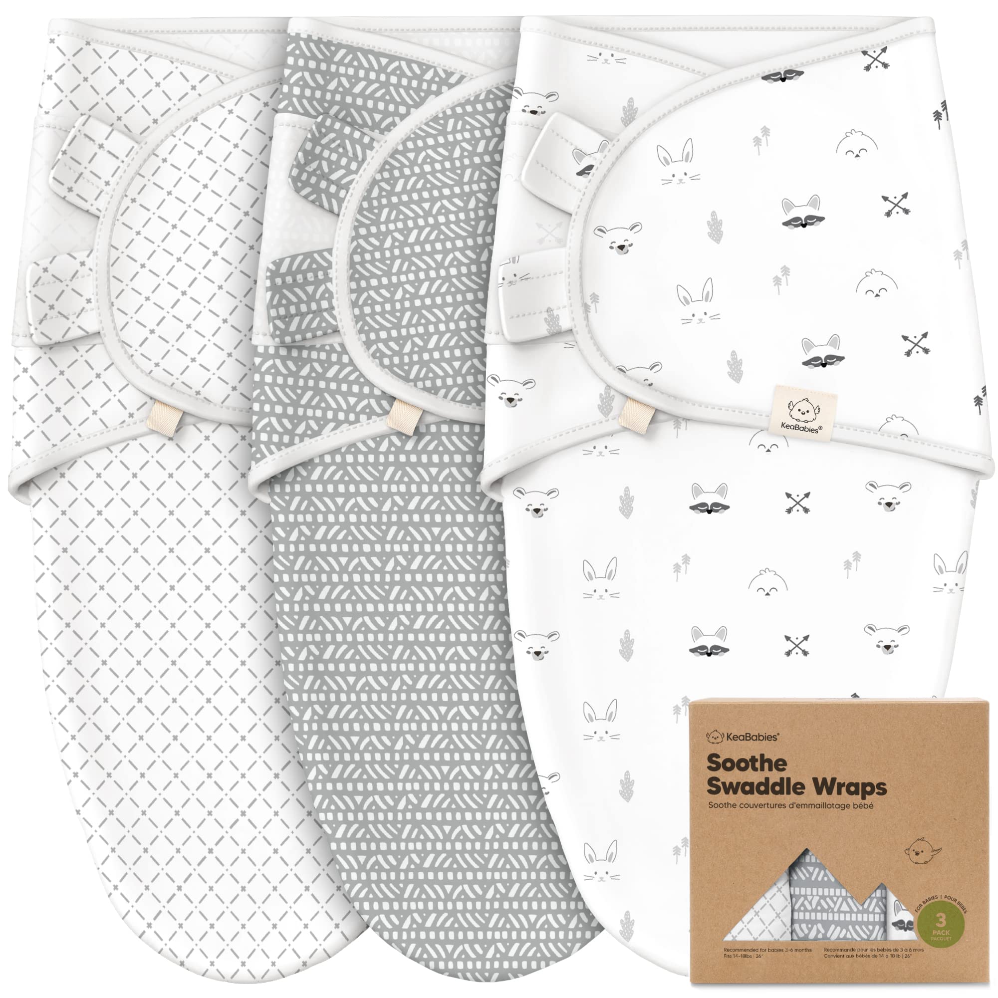KeaBabies Soothe Swaddle Sack Nordic pack in action for cozy newborn swaddling