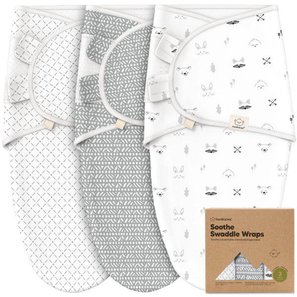 KeaBabies Soothe Swaddle Sack Nordic pack in action for cozy newborn swaddling