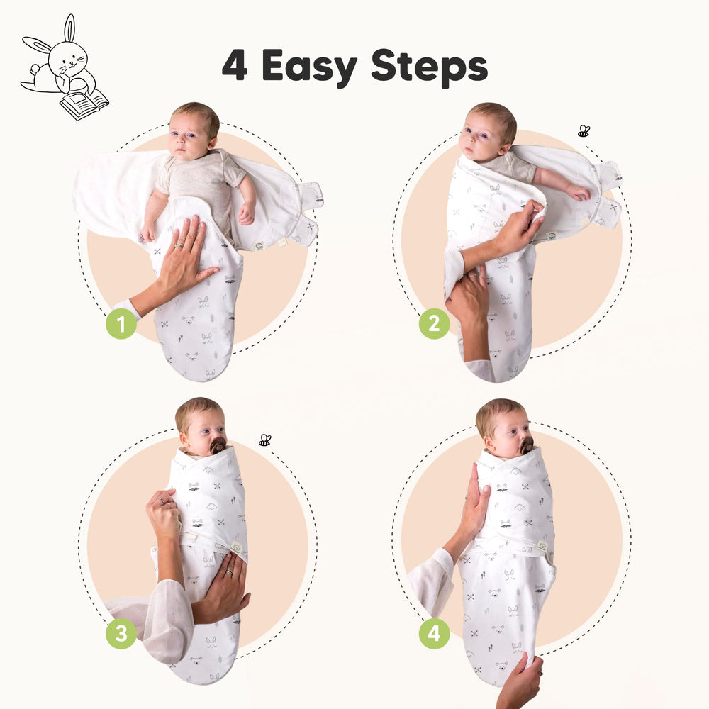 KeaBabies Soothe Swaddle Sack with soft loops for skin-friendly security.