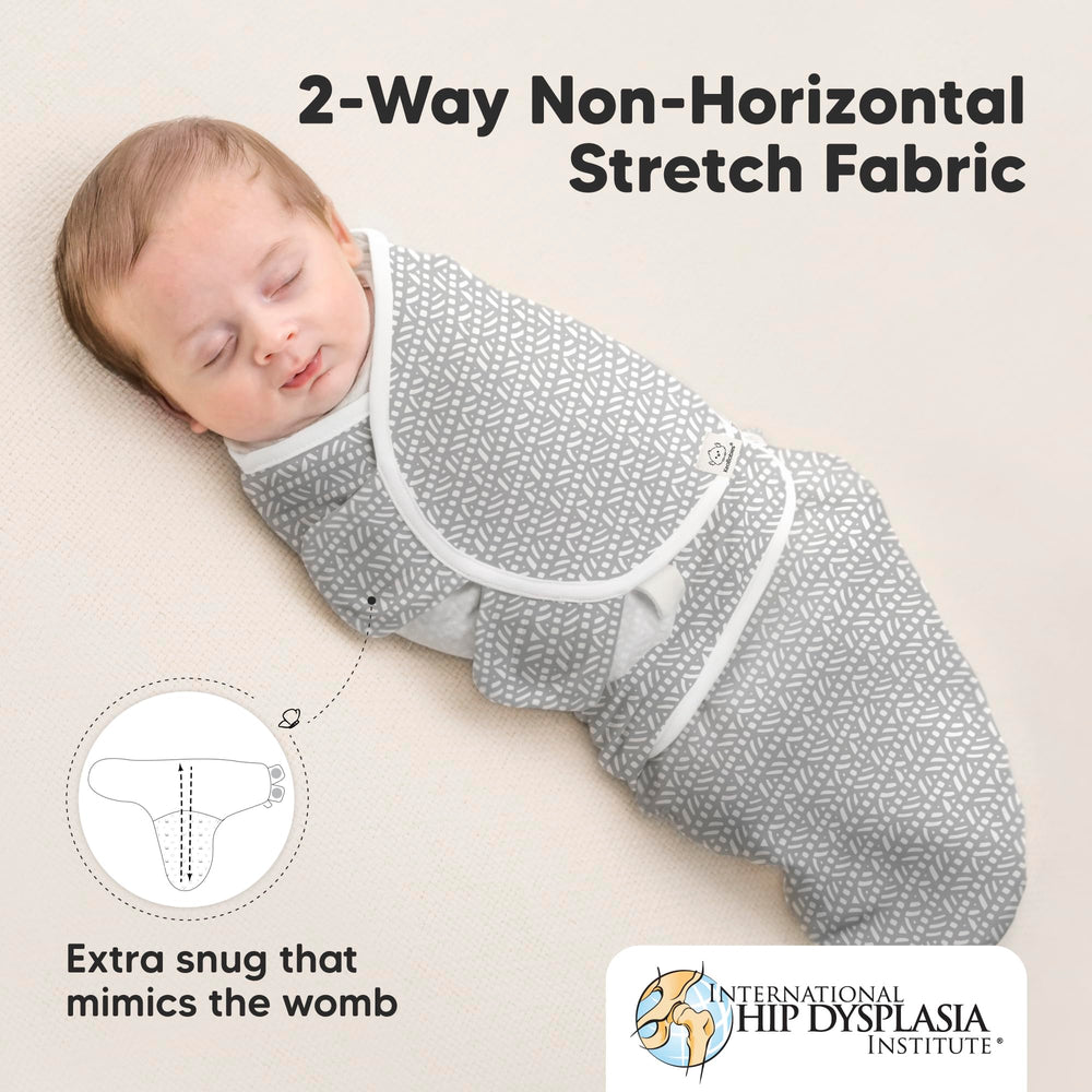 KeaBabies Soothe Swaddle Sack uses a two-way stretch knit for durability.