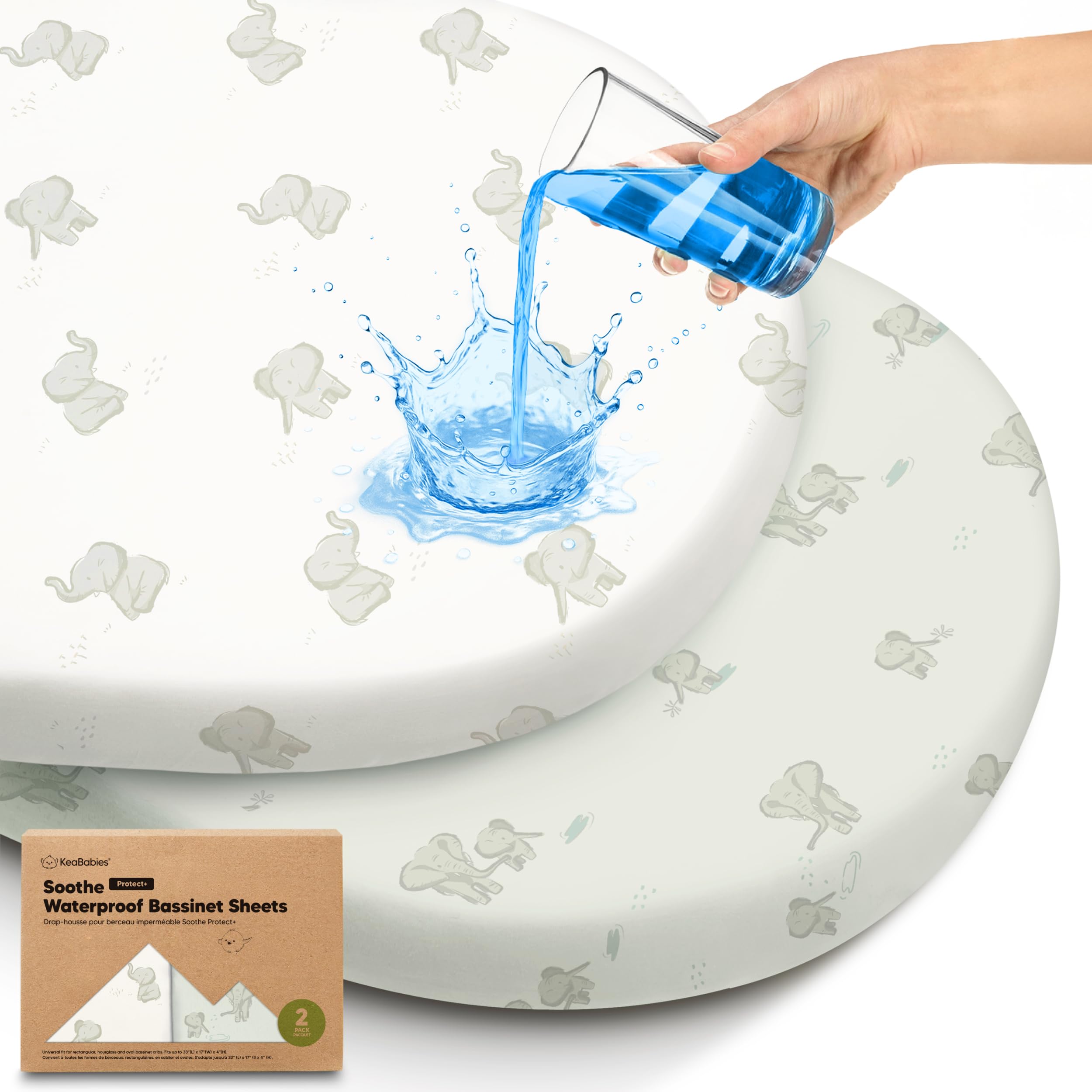 KeaBabies Soothe waterproof bassinet sheet protects mattress from spills