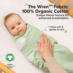 KeaBabies Soothe Wren Swaddle waffle-knit texture emphasizes breathable organic cotton.