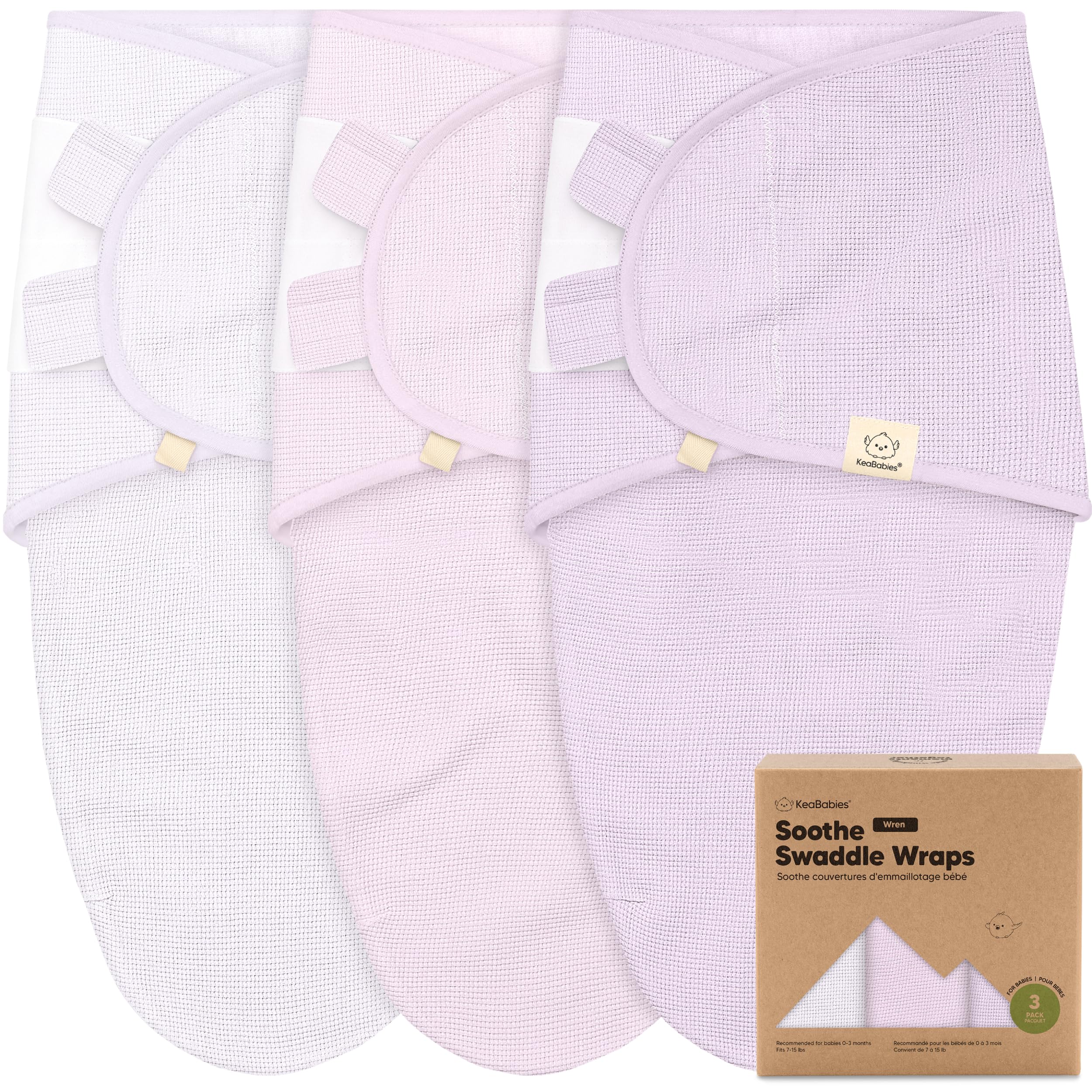 KeaBabies Soothe Wren Swaddle Wrap in soft organic cotton for gentle newborn comfort