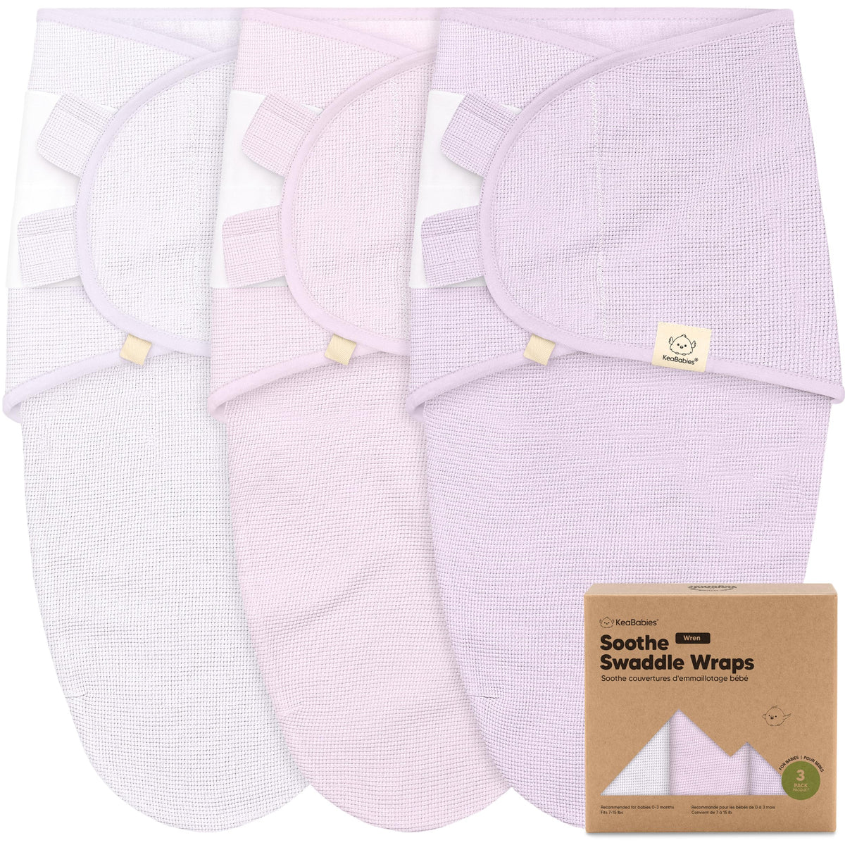 KeaBabies Soothe Wren Swaddle Wrap in soft organic cotton for gentle newborn comfort