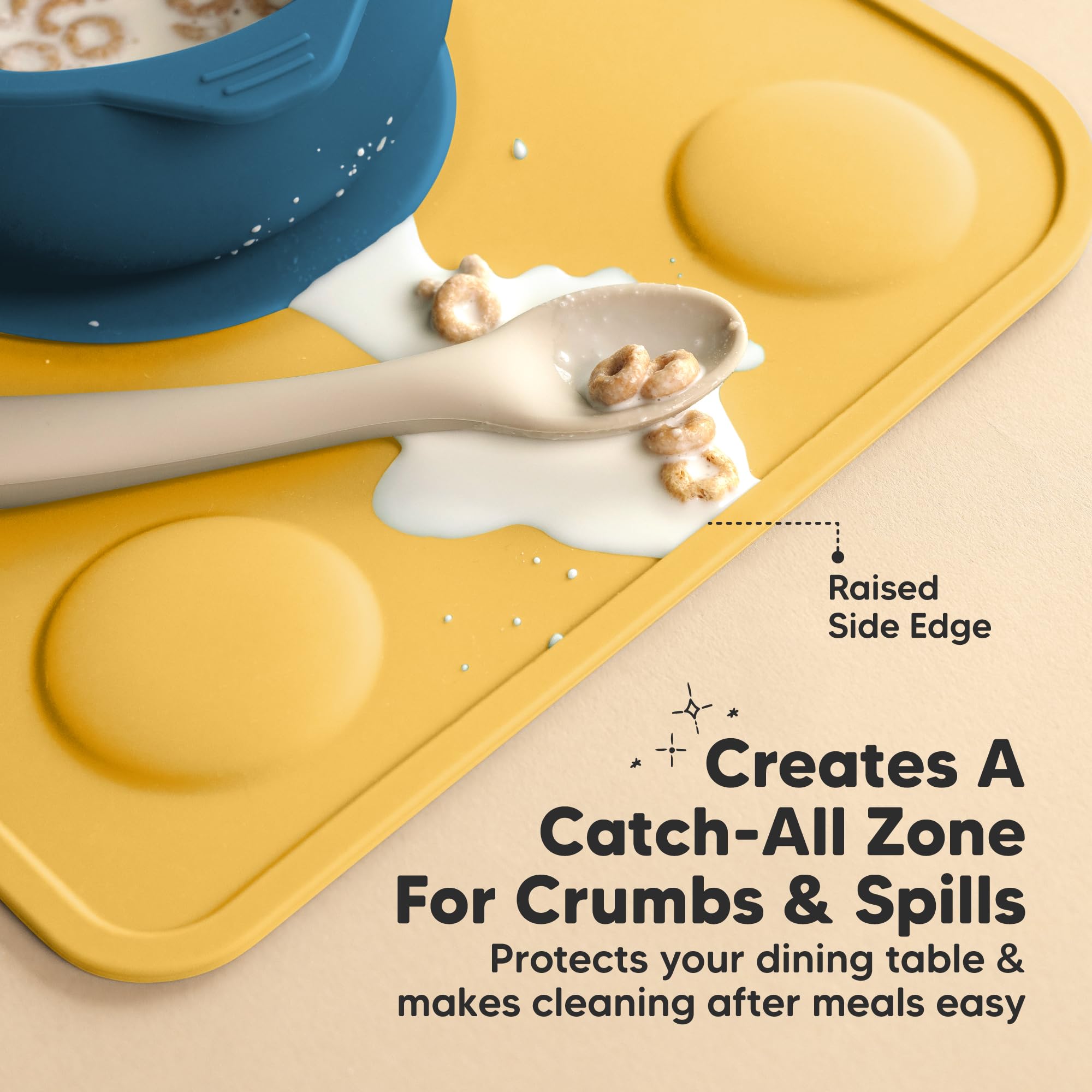 KeaBabies placemats with spill catcher edges reduce messes