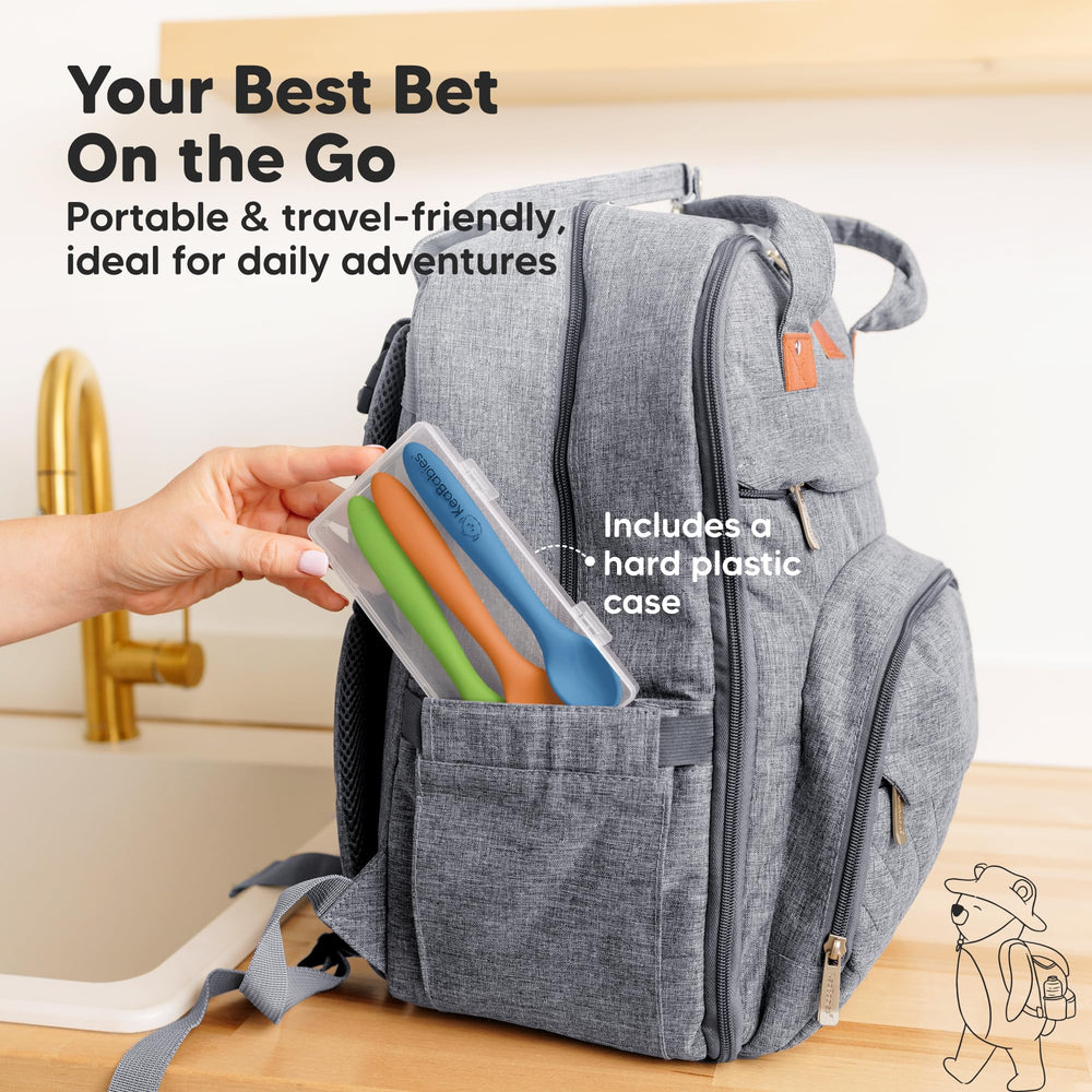 KeaBabies spoons securely hold purees and soft solids for beginners.
