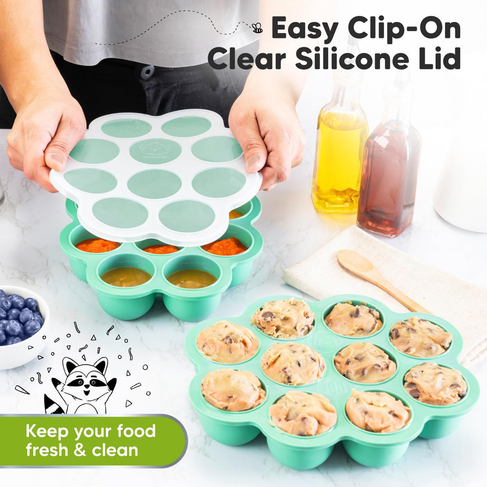 KeaBabies clip-on lid keeps contents fresh in the freezer.